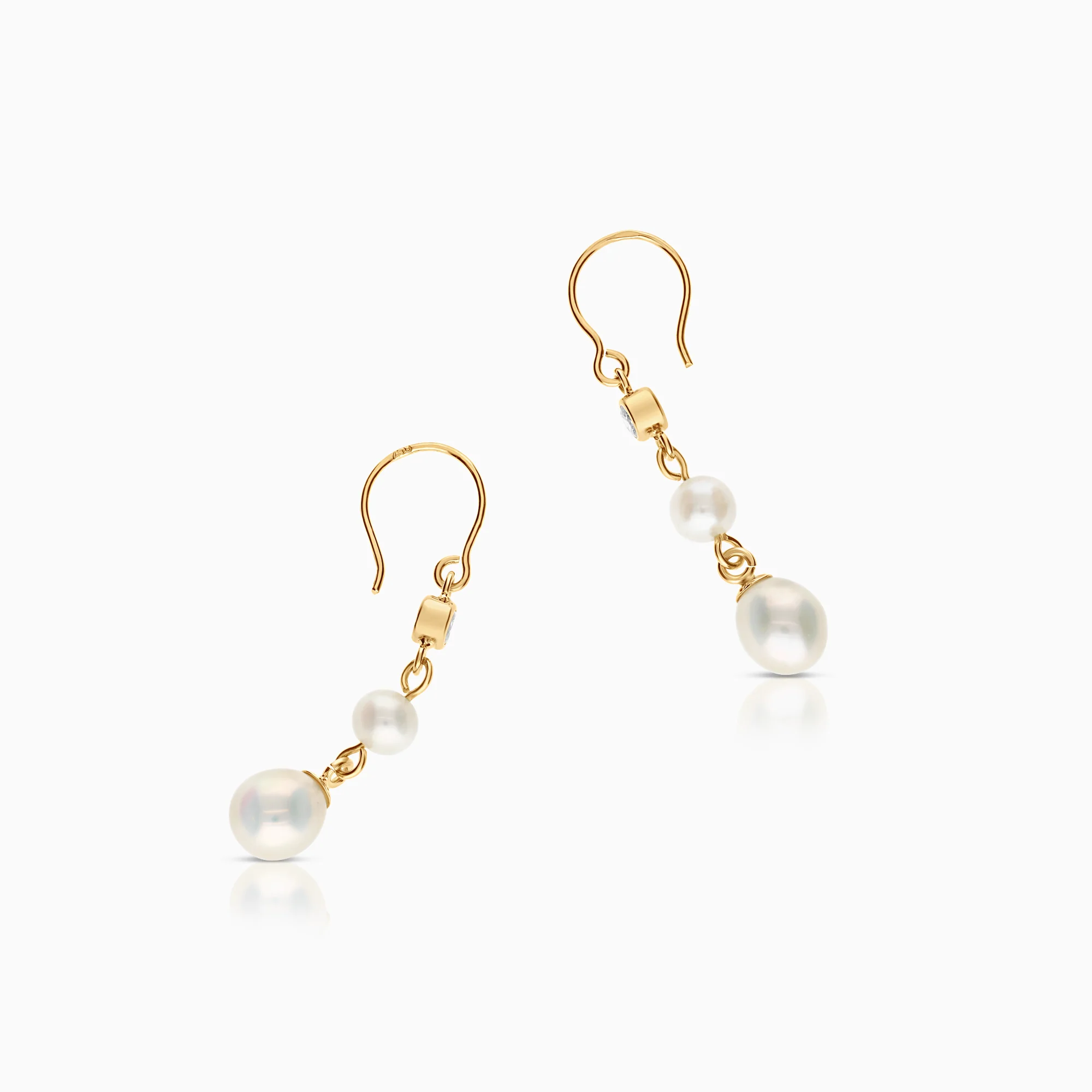 Gold Earrings with Pearls and Cubic 1.82g 18K Gold - Image 2