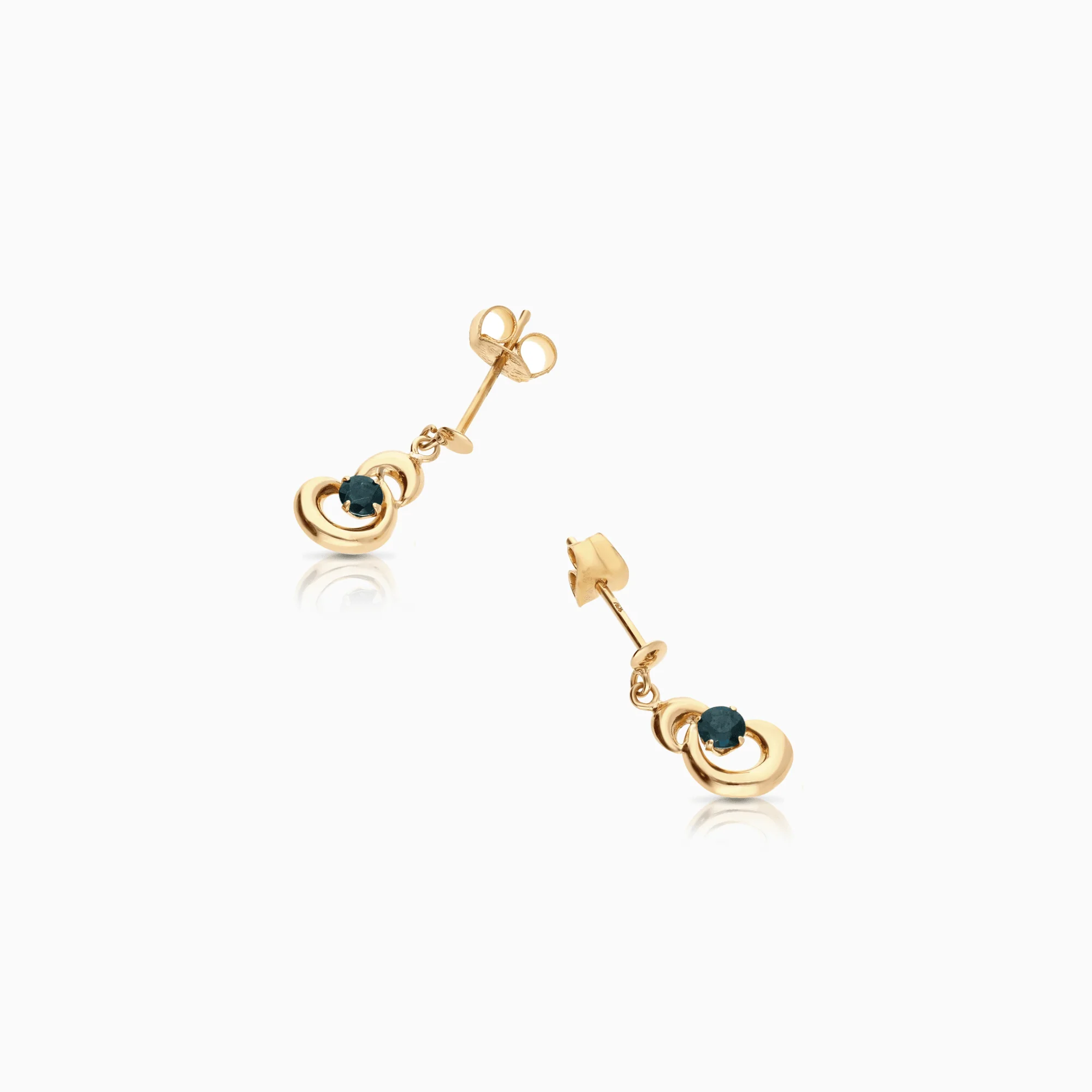 Gold earrings with sapphires 0.80g 18K gold - Image 2