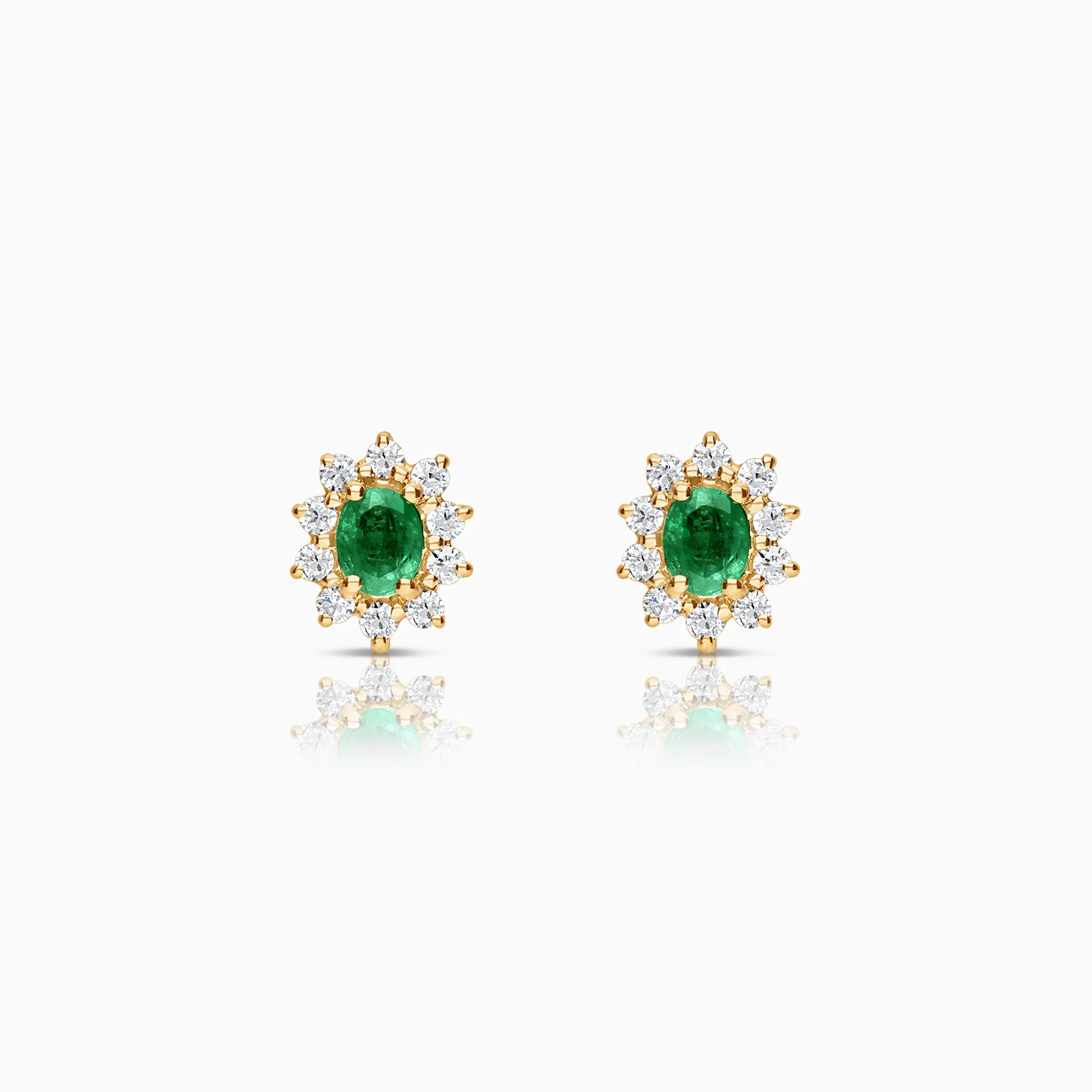 Gold earrings with emeralds and cubic zirconia 2.60g 14K gold