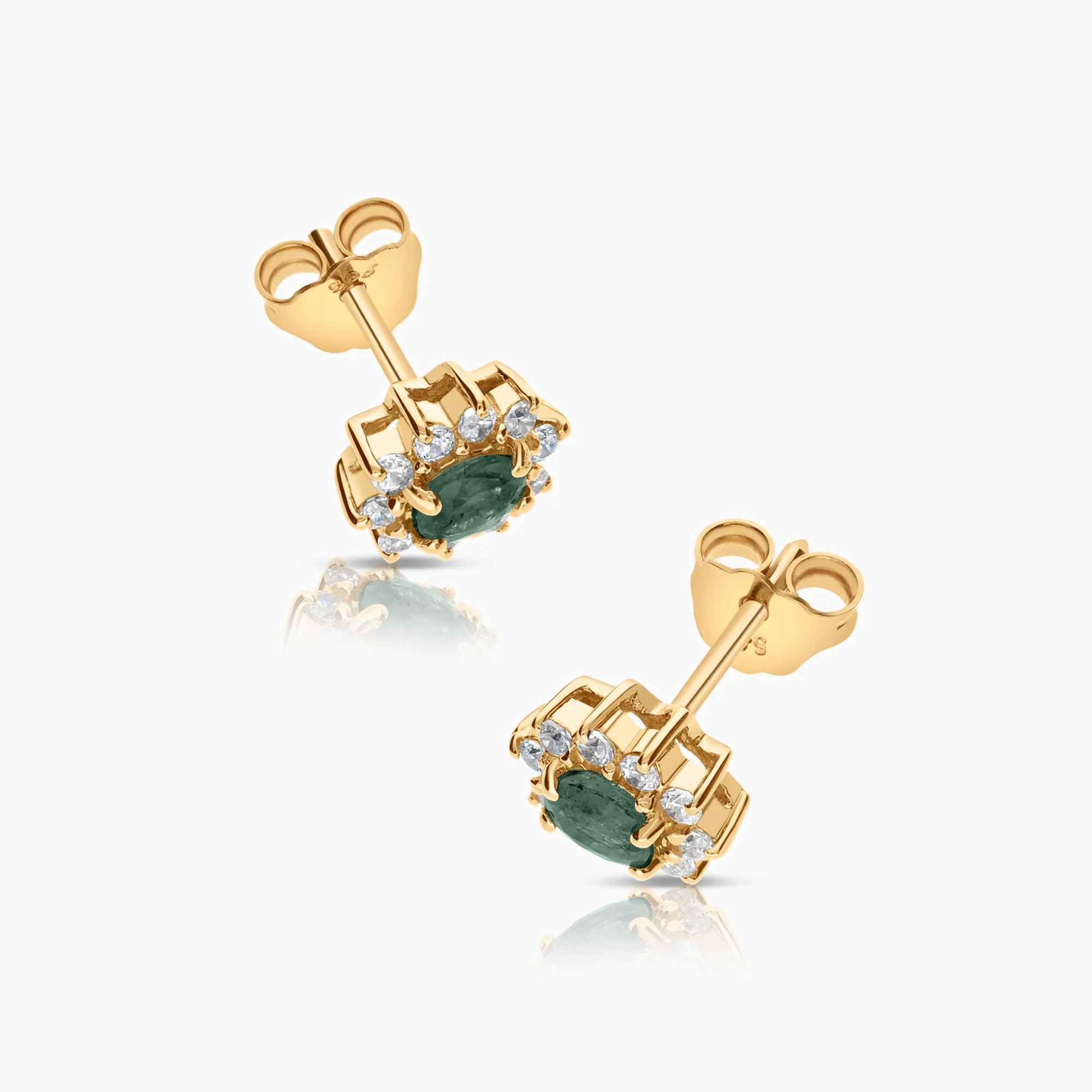 Gold earrings with emeralds and cubic zirconia 2.60g 14K gold - Image 2
