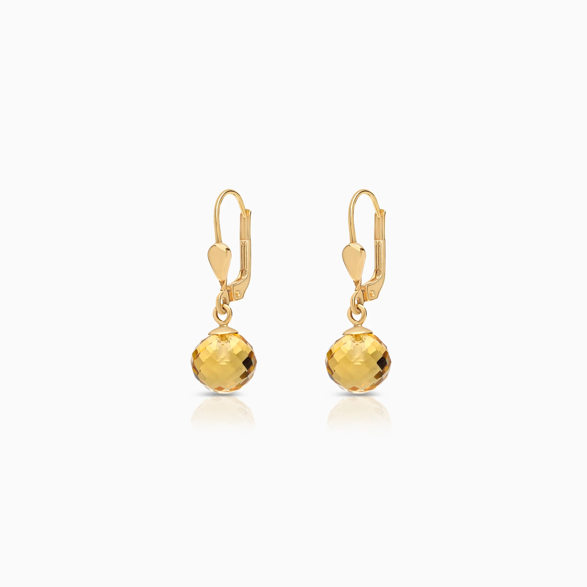 Gold earrings with two citrines 2.62g 18K gold