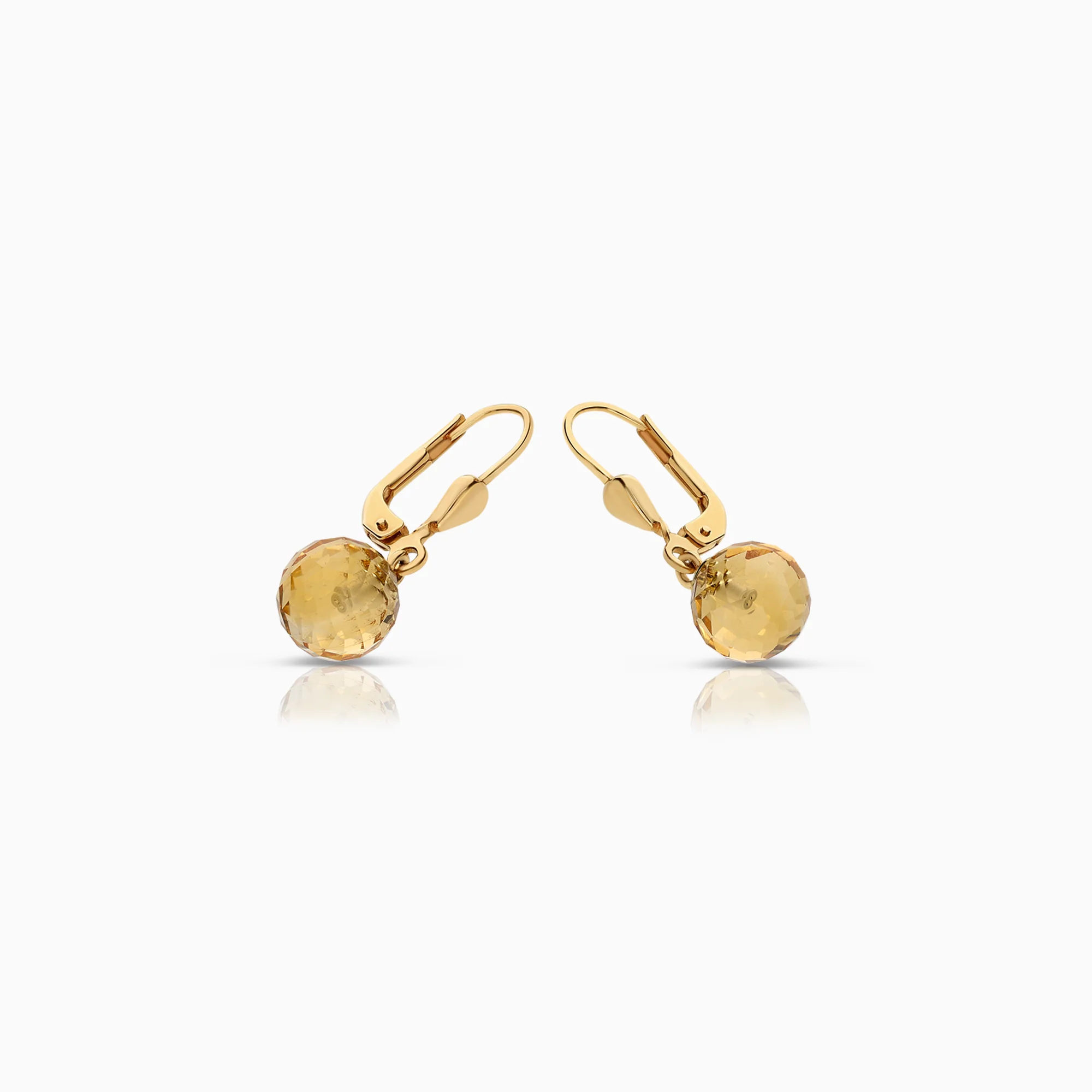Gold earrings with two citrines 2.62g 18K gold - Image 2