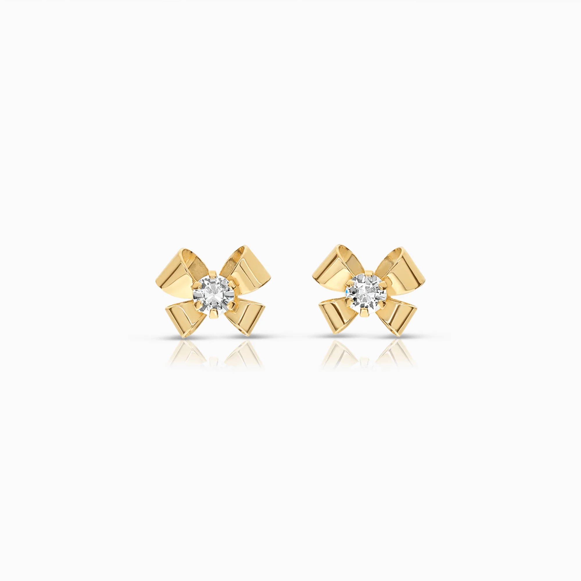 Gold earrings with white rock crystals 1.06g 18K gold