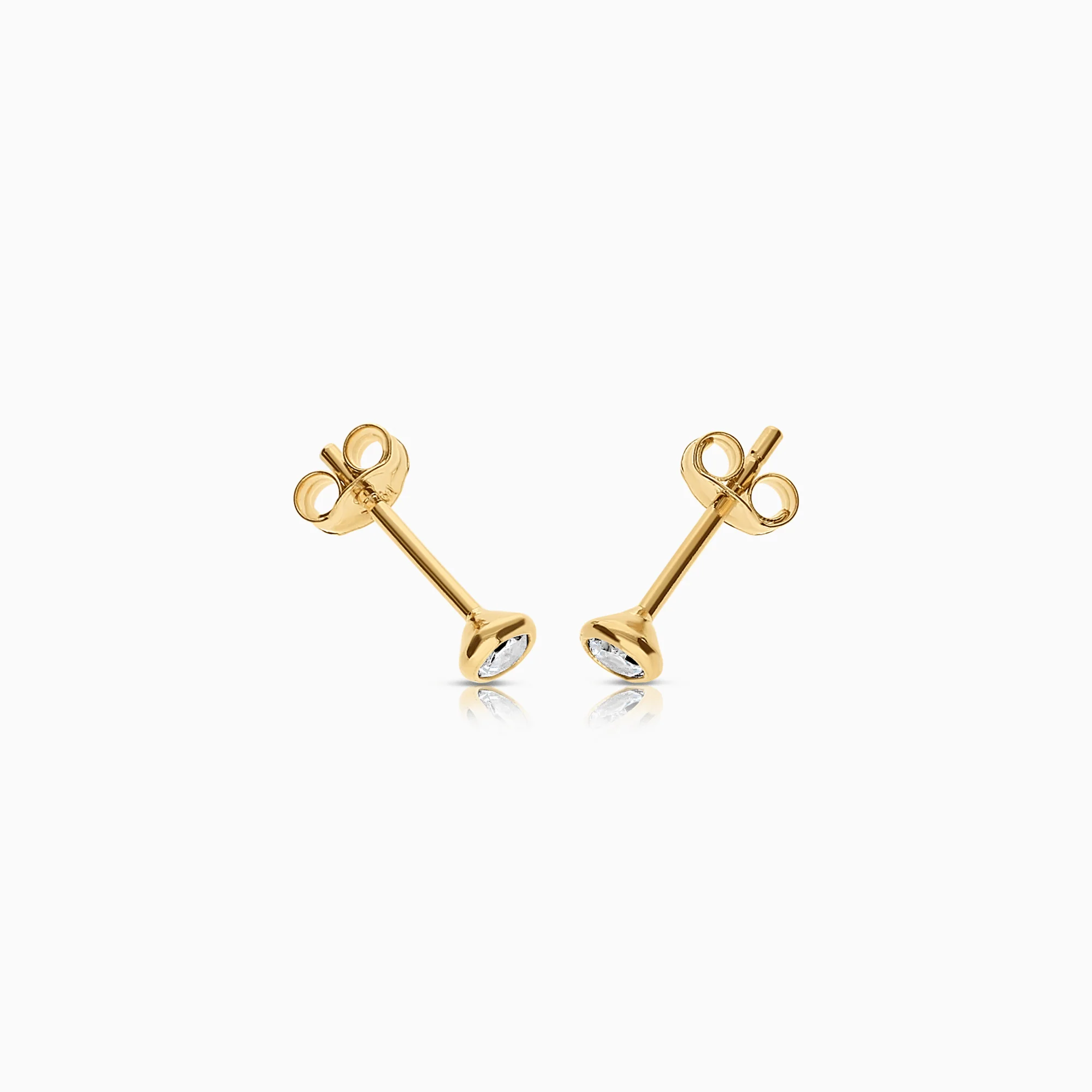 Gold earrings with white cubic 0.30g 18K gold - Image 2