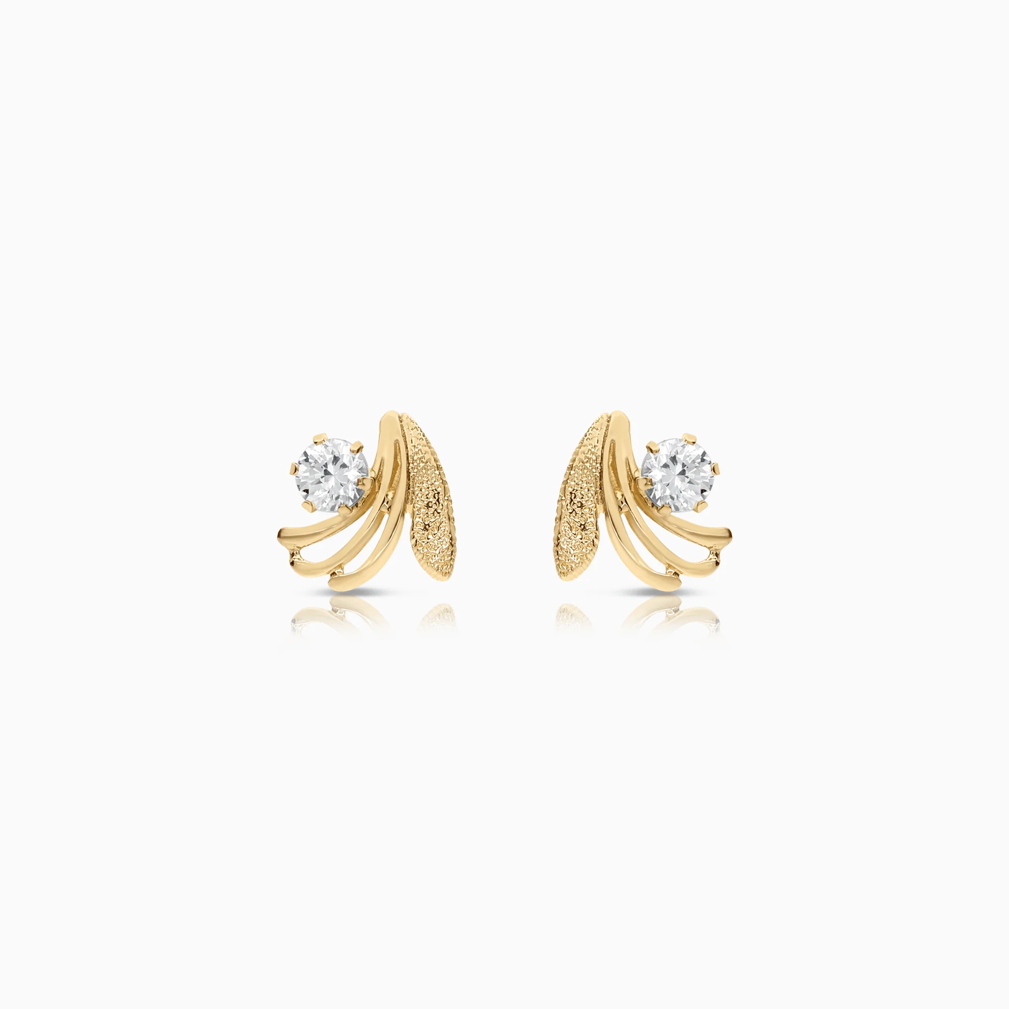 Gold earrings with white cubic 0.68g 18K gold