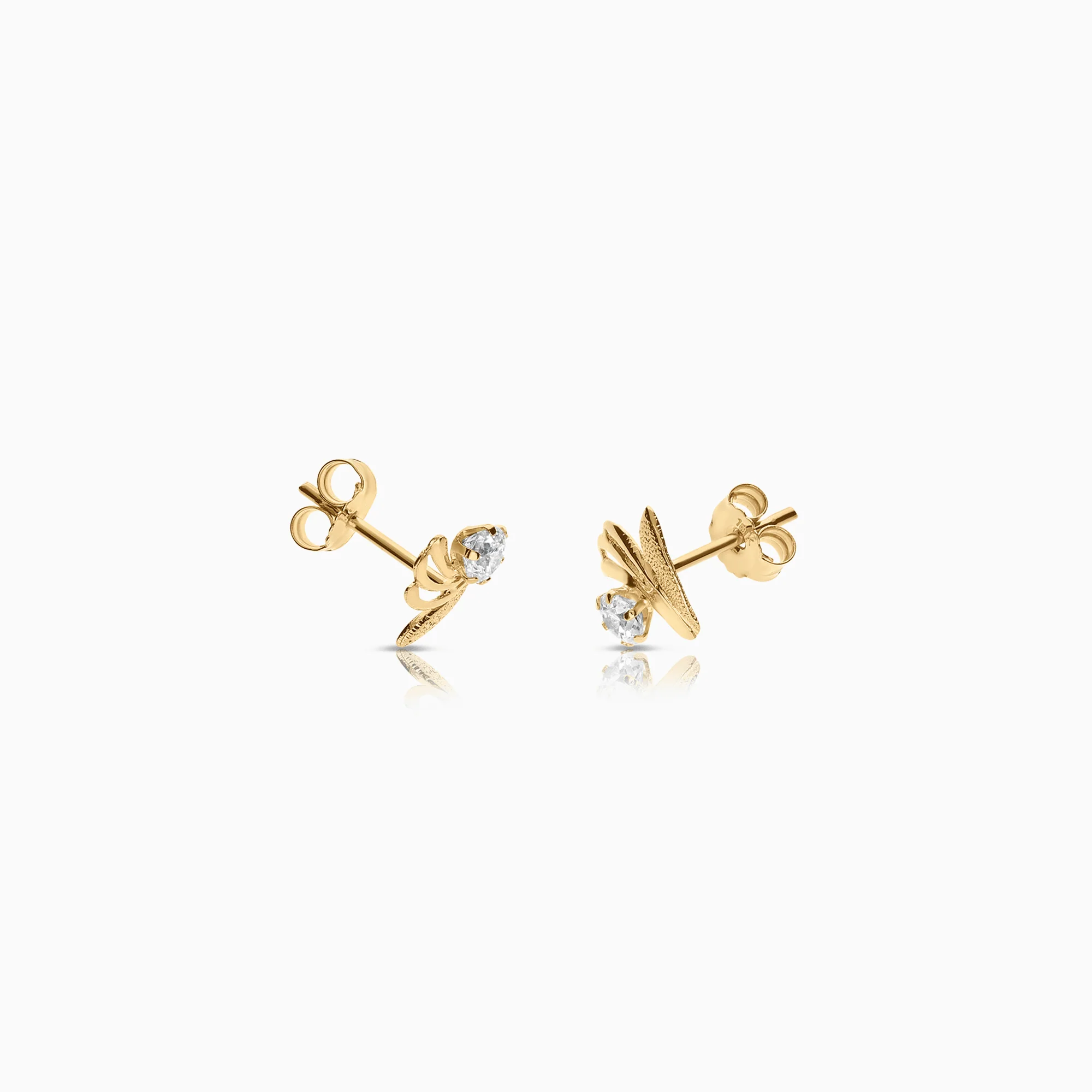 Gold earrings with white cubic 0.68g 18K gold - Image 2