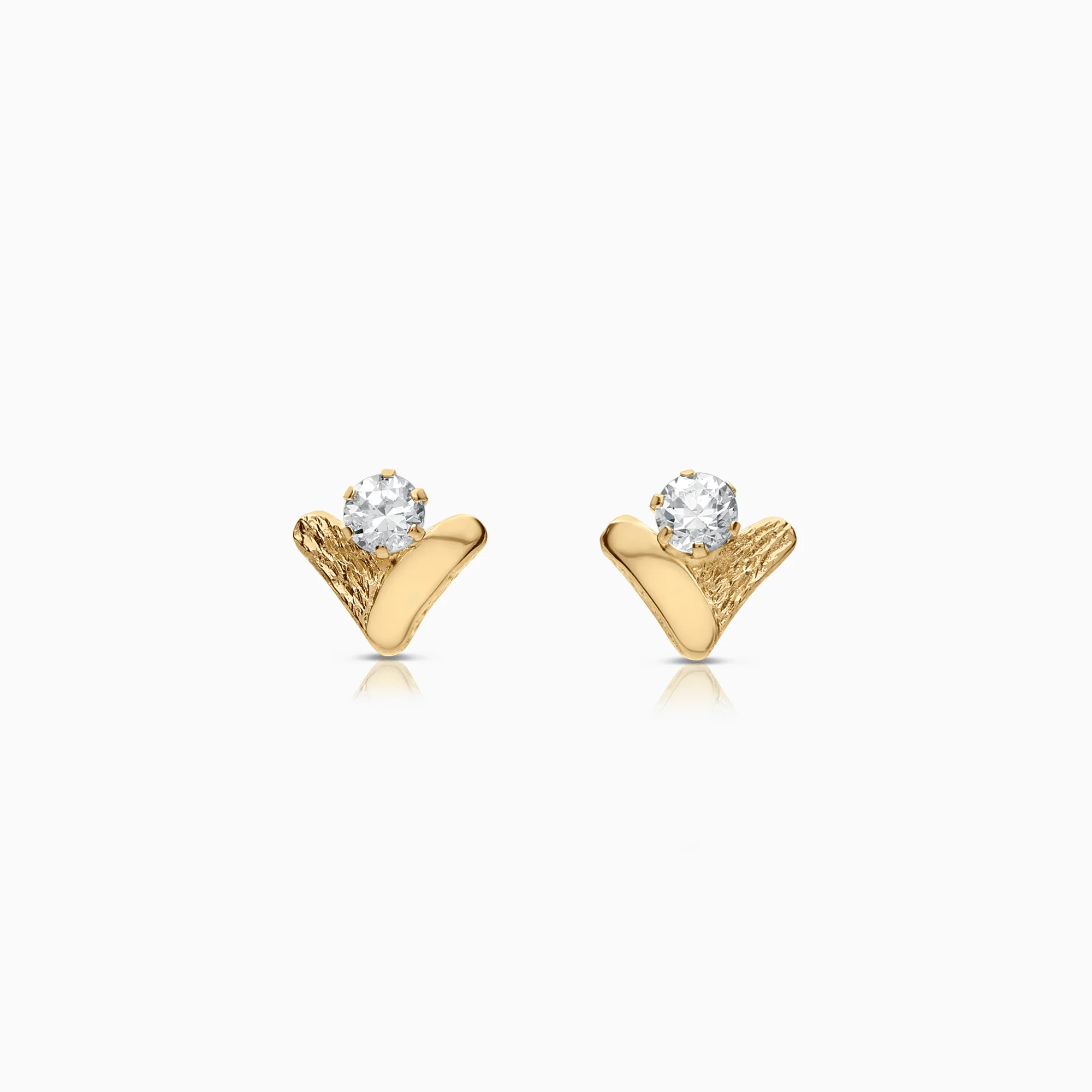 Gold earrings with white cubic zirconia 0.71g 18K gold