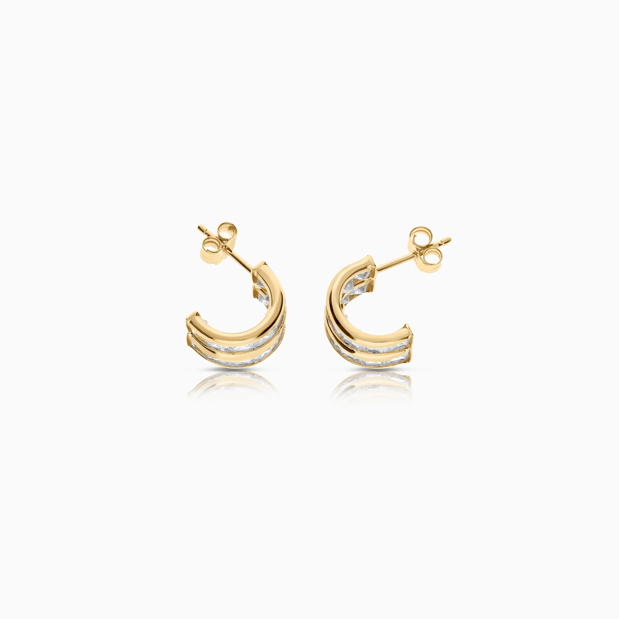 Gold earrings with white cubic 2.17g 18K gold - Image 2