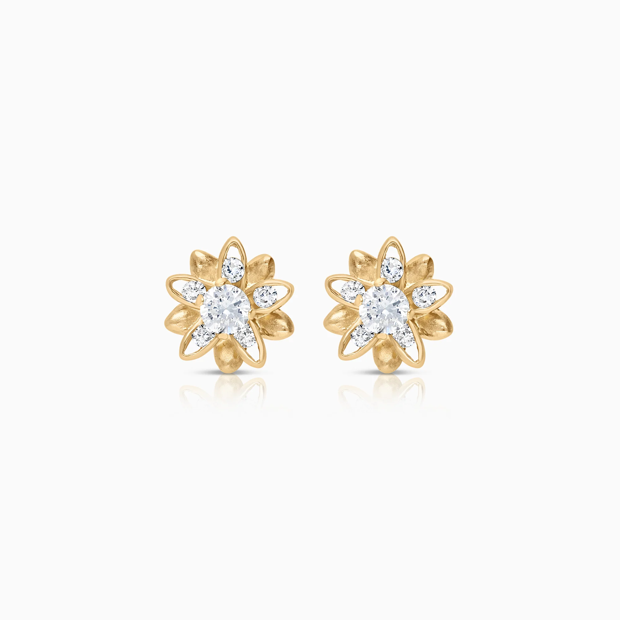 Gold earrings with white cubic zirconia 3.42g 18K gold