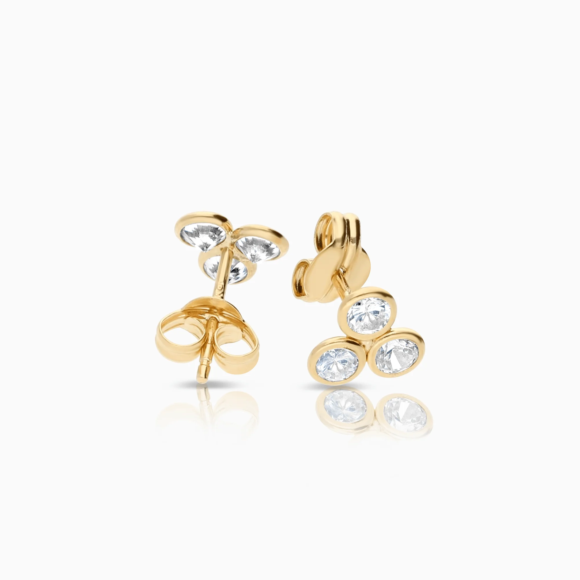 Gold earrings with white stones 0.60g 18K - Image 2