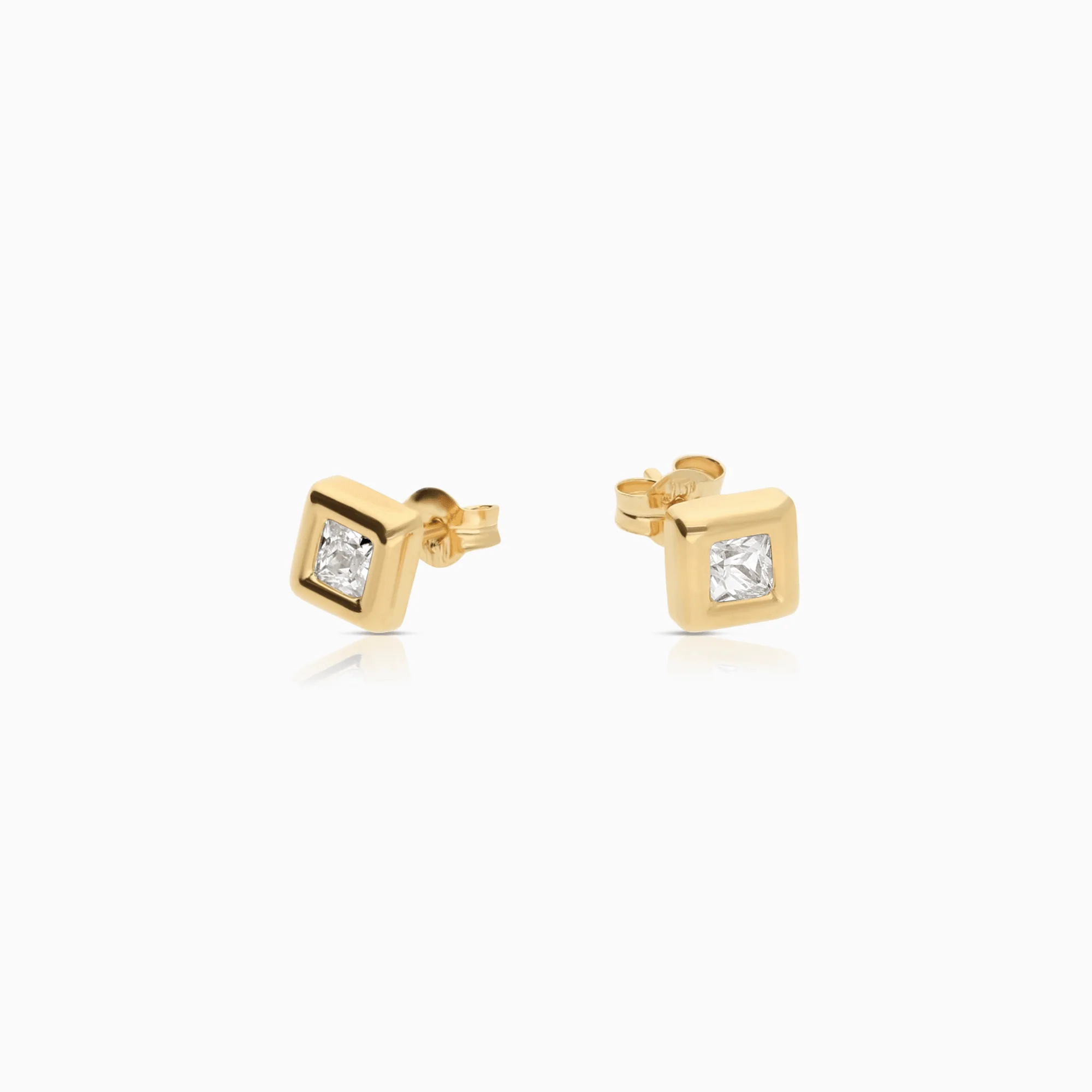 Gold earrings with white stones 0.70g 18K gold - Image 2