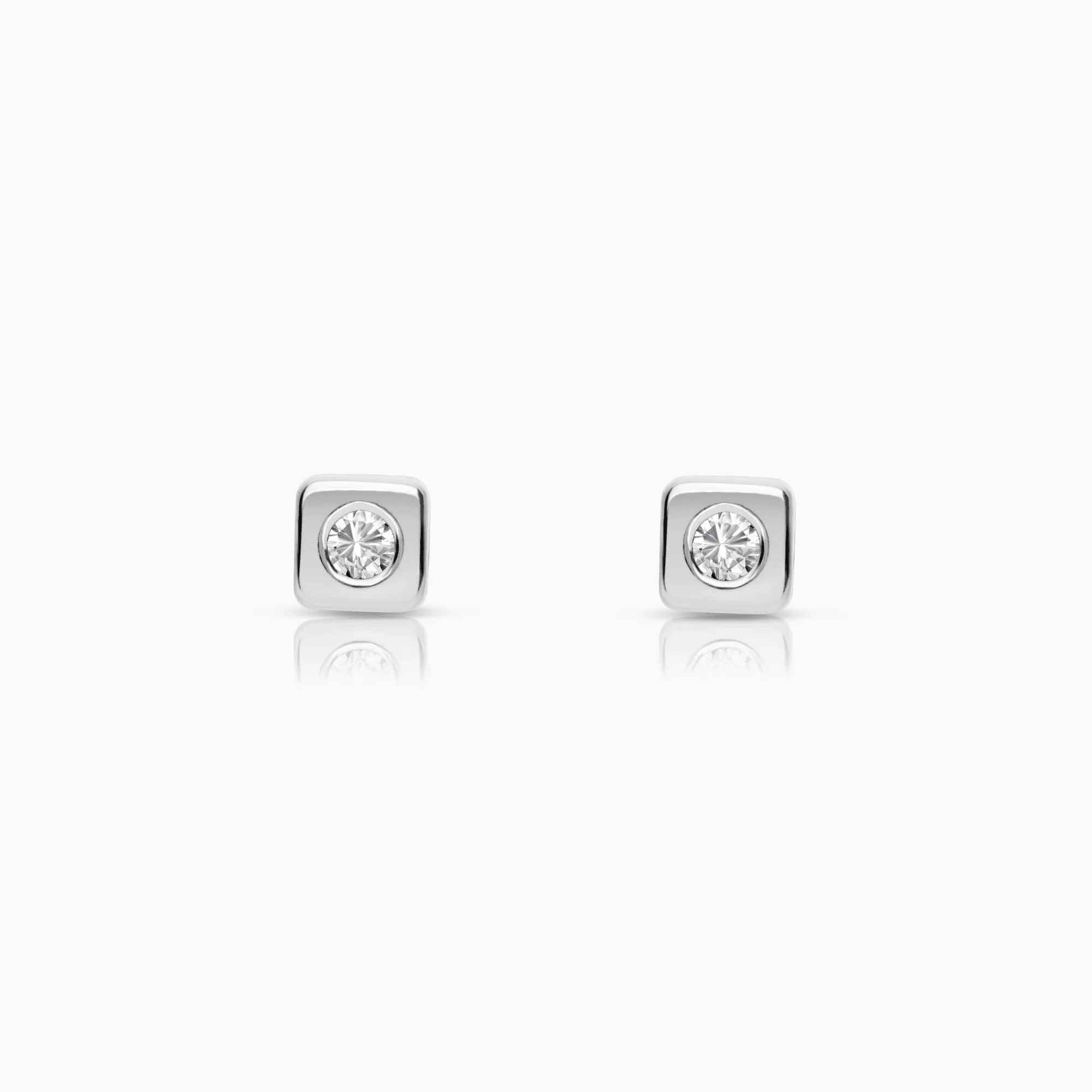 Gold earrings with white stones 0.70g 18K white gold