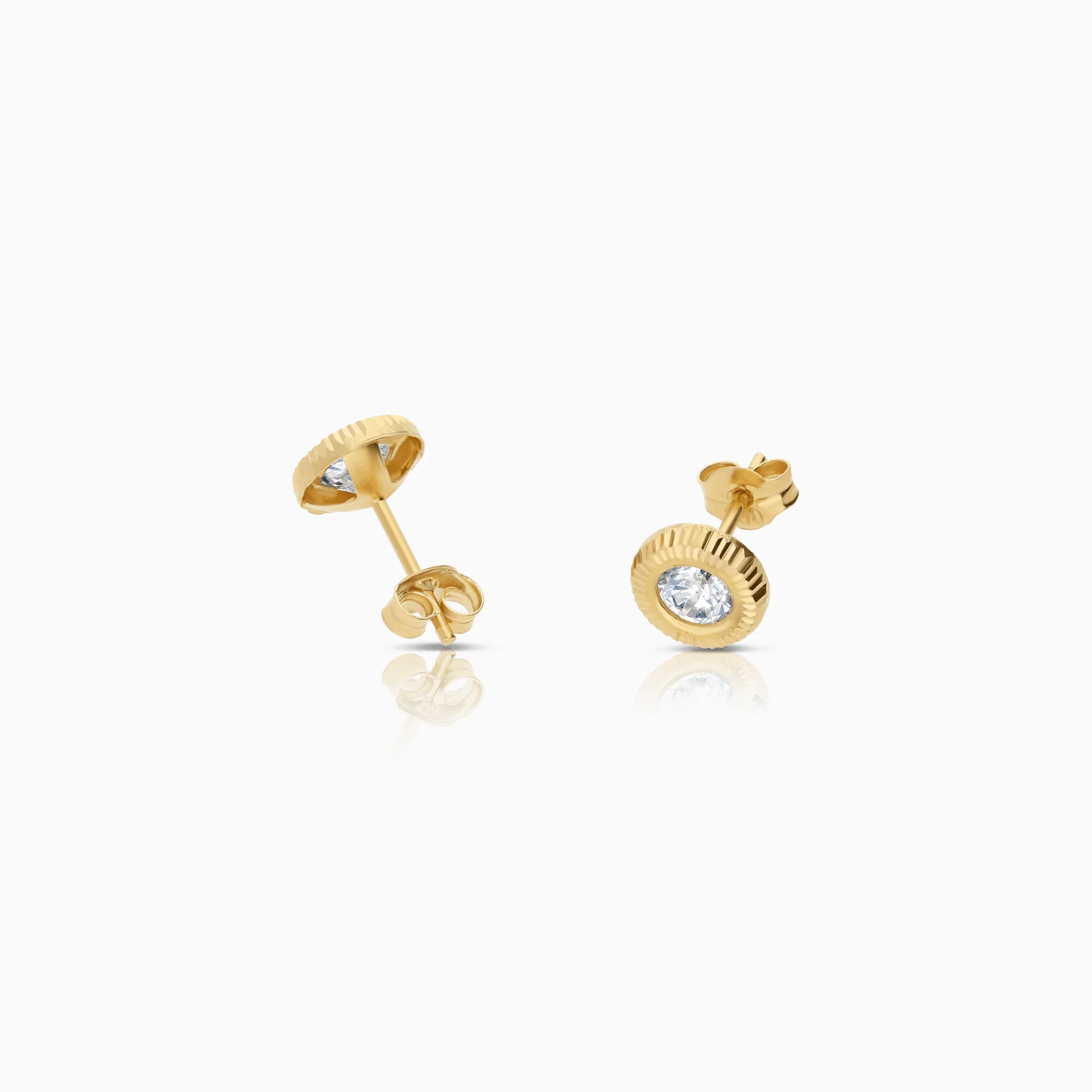 Gold earrings with white stones 0.78g 18K - Image 2