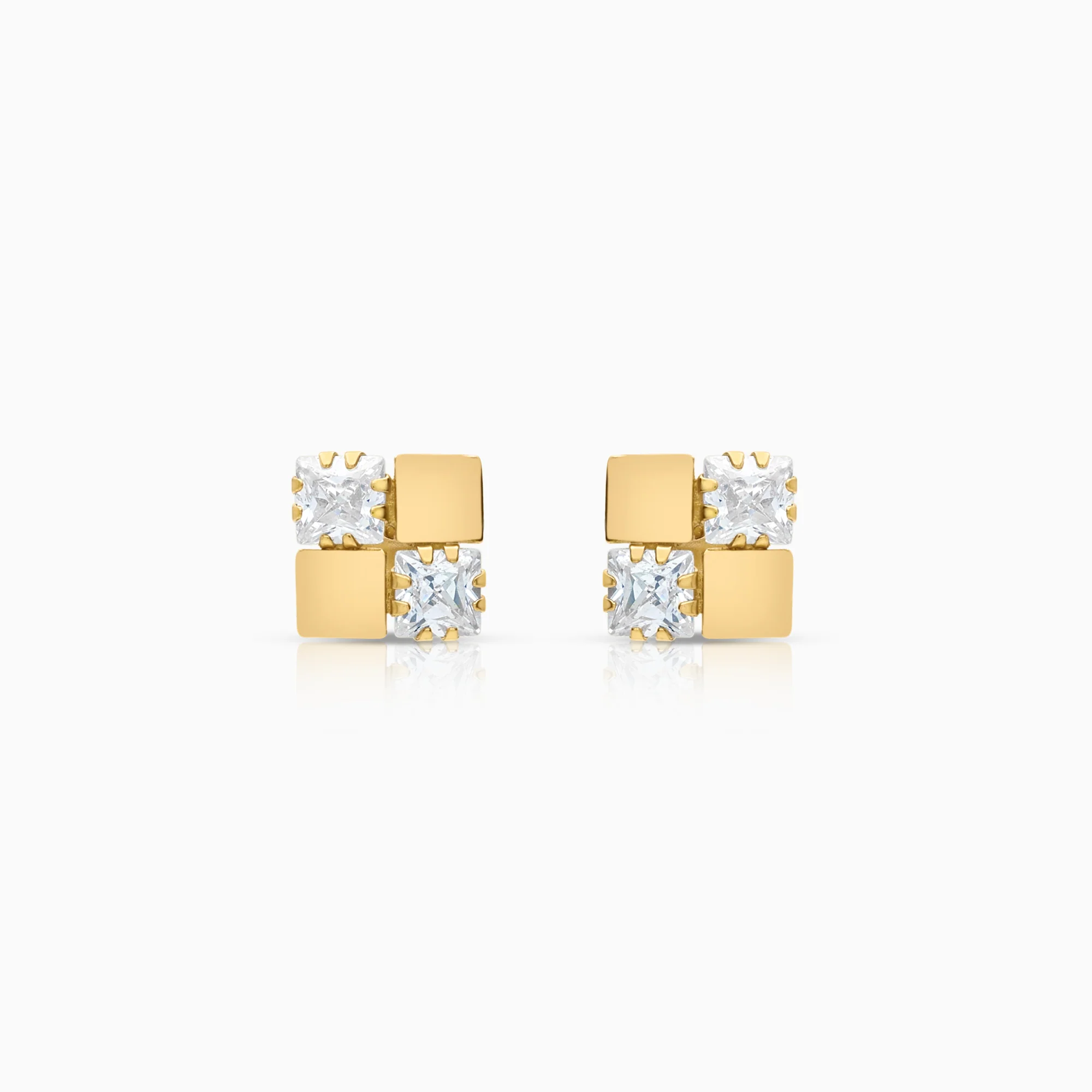 Gold earrings with white stones 0.78g 18K gold