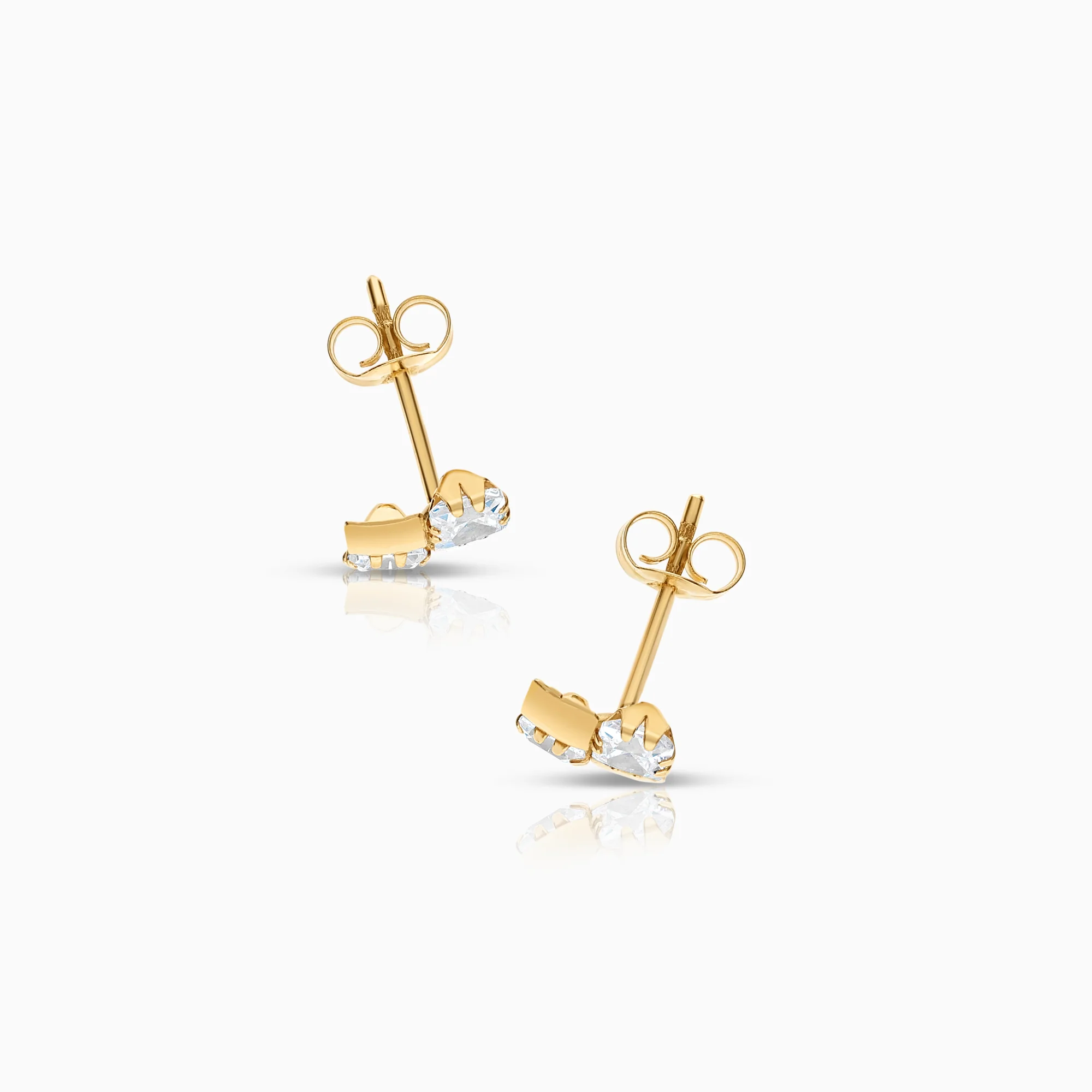 Gold earrings with white stones 0.78g 18K gold - Image 2