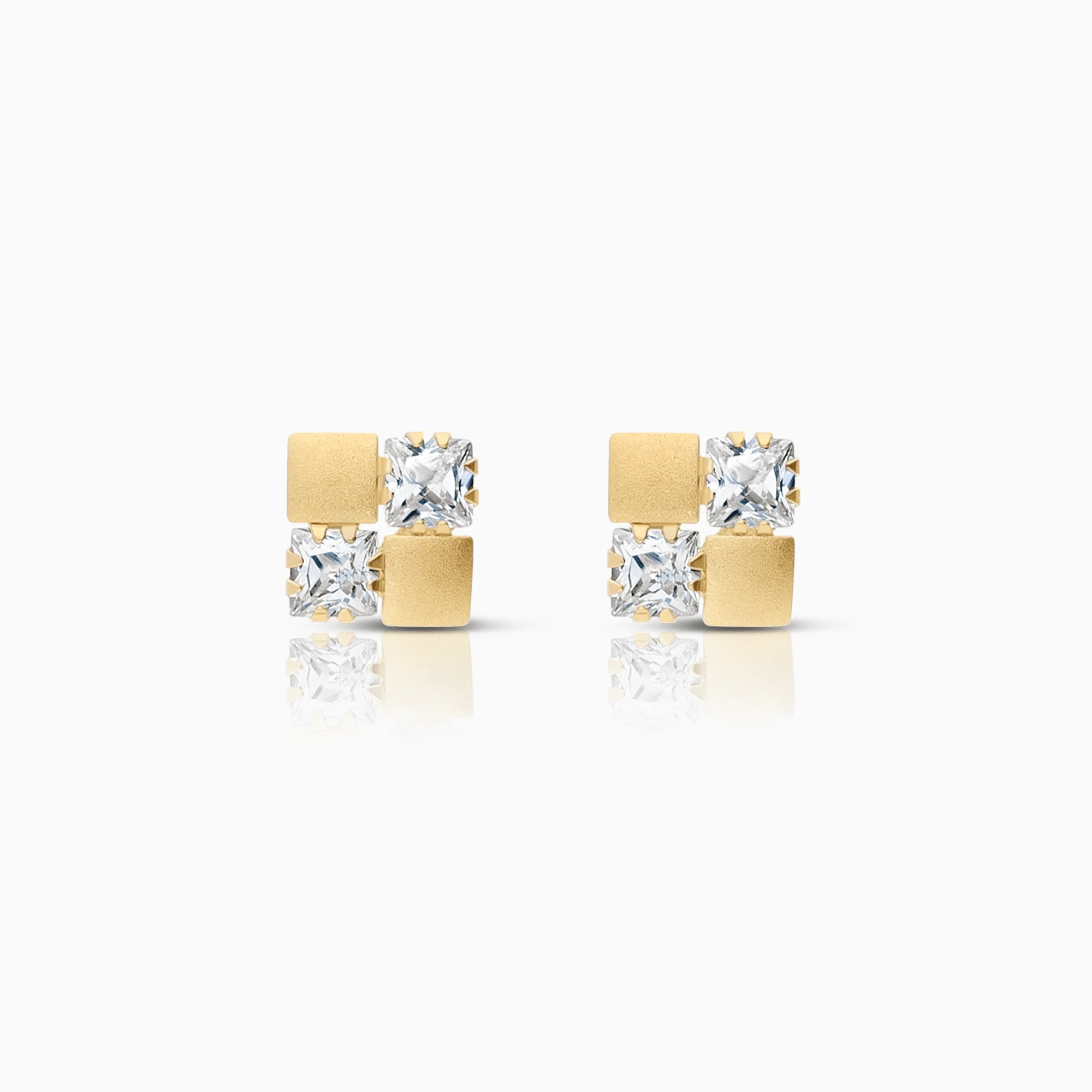 Gold earrings with white stones 0.87g 18K