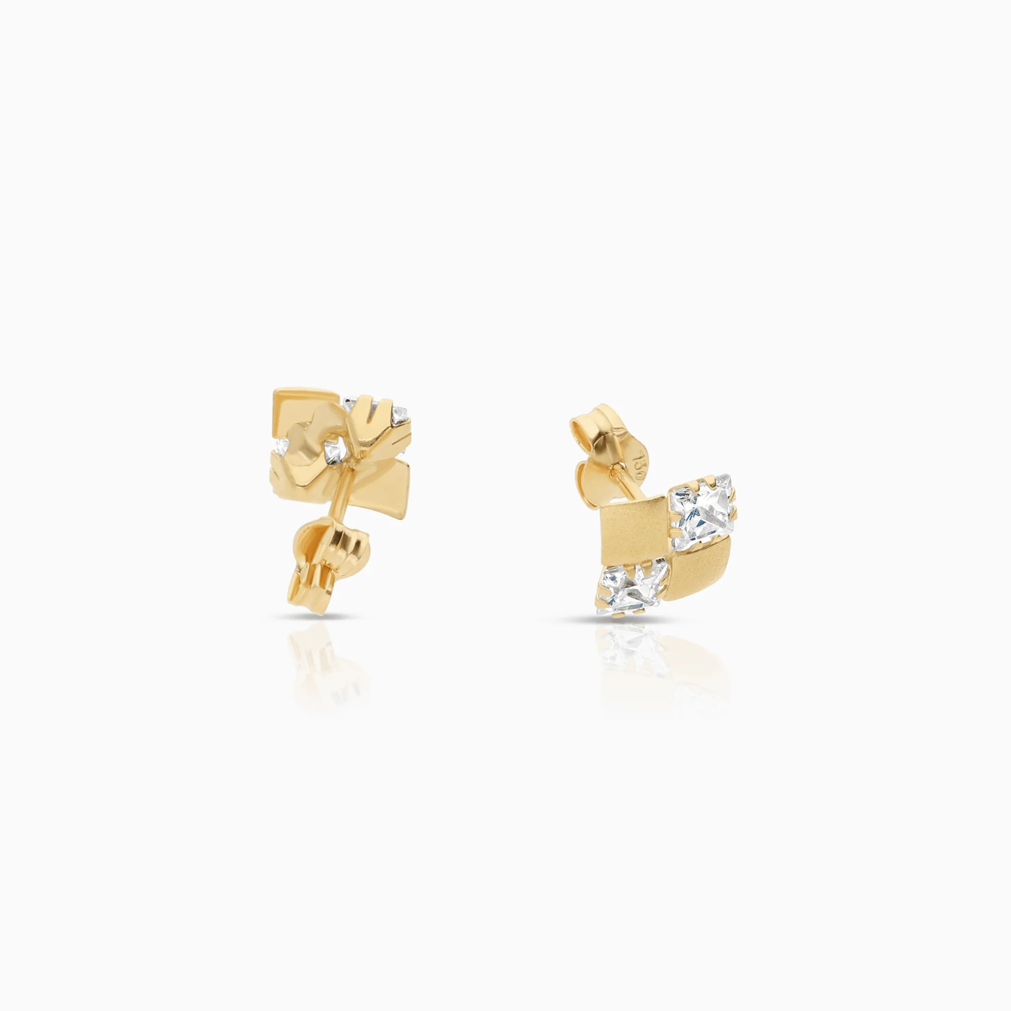 Gold earrings with white stones 0.87g 18K - Image 2