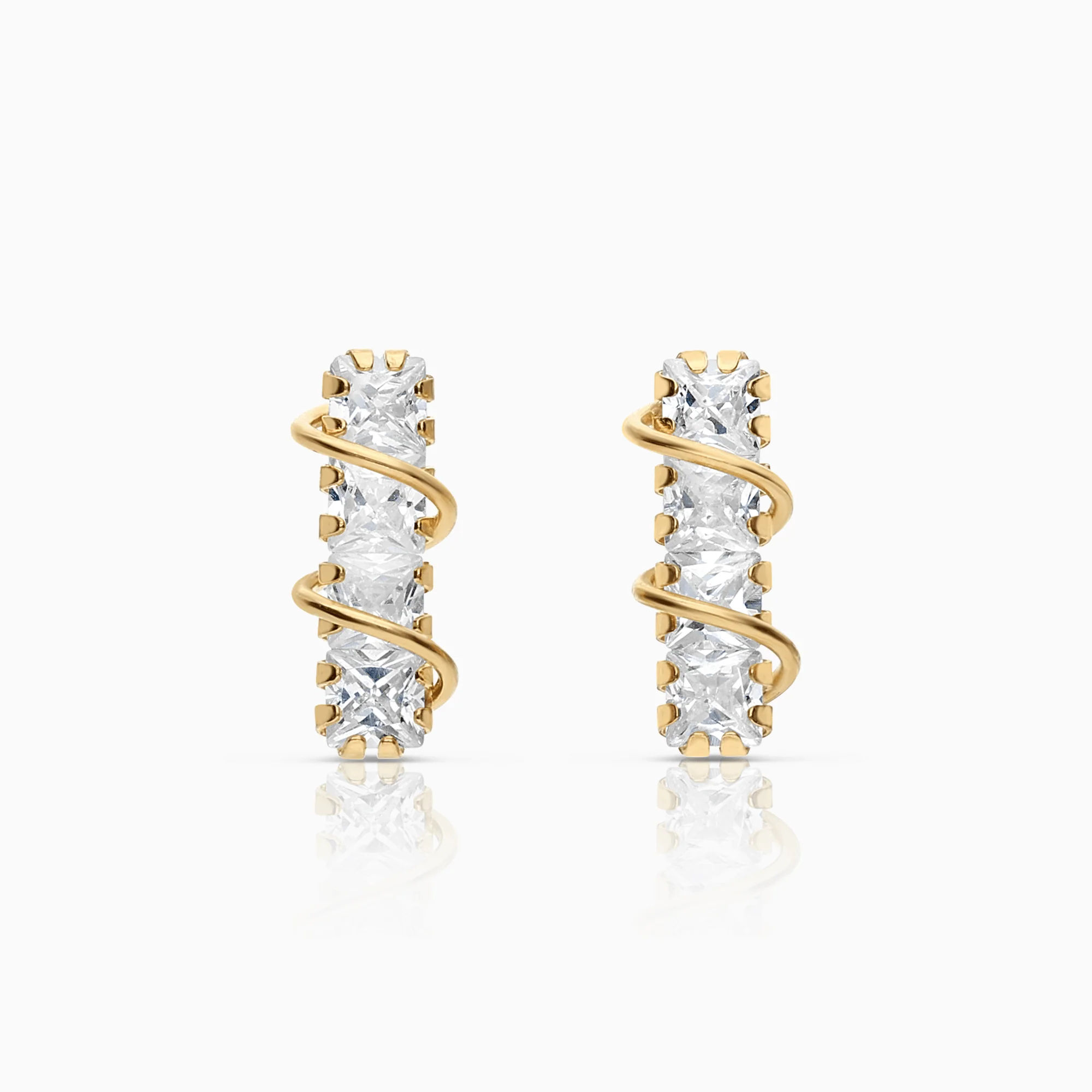 Gold earrings with white stones 1.0g 18K gold