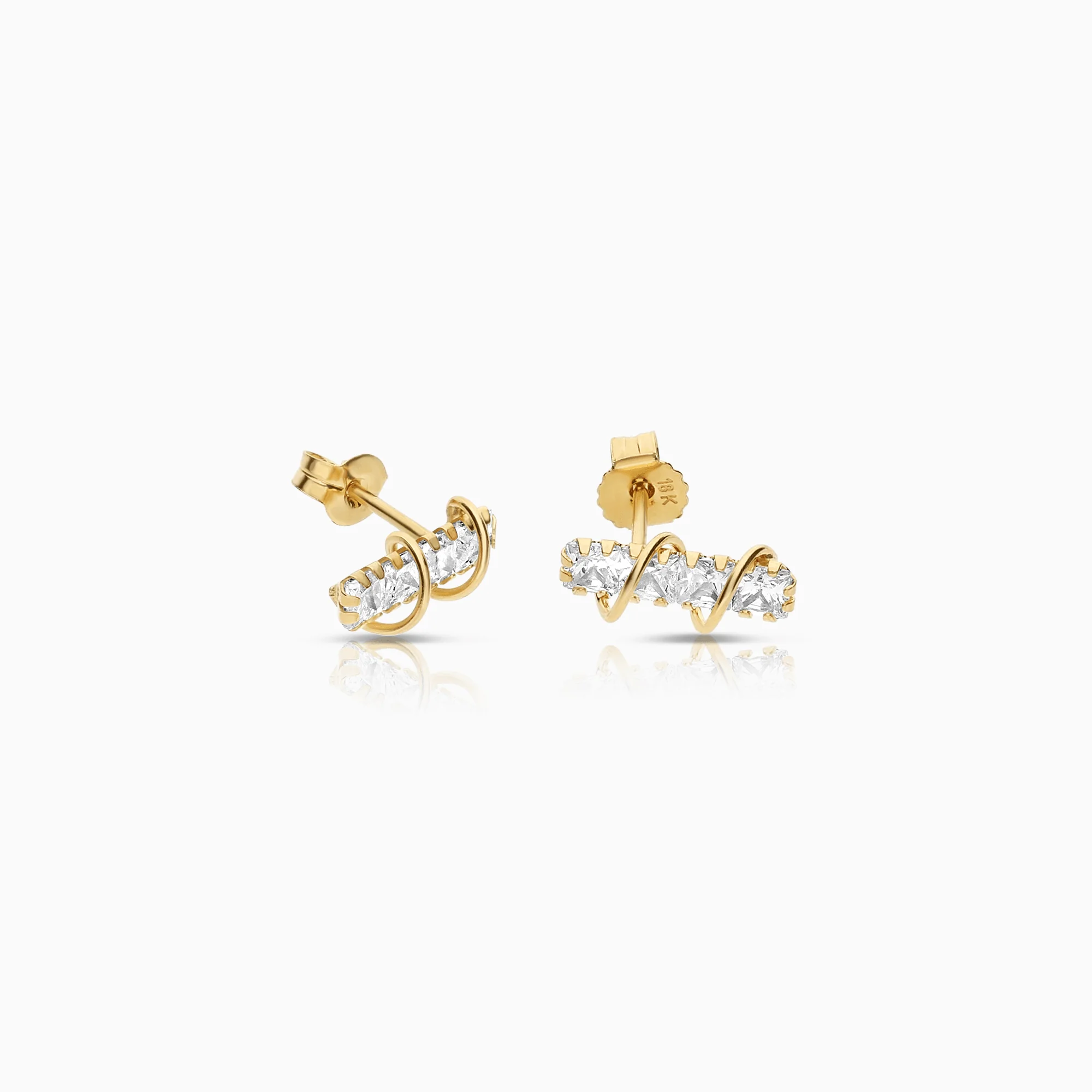 Gold earrings with white stones 1.0g 18K gold - Image 2