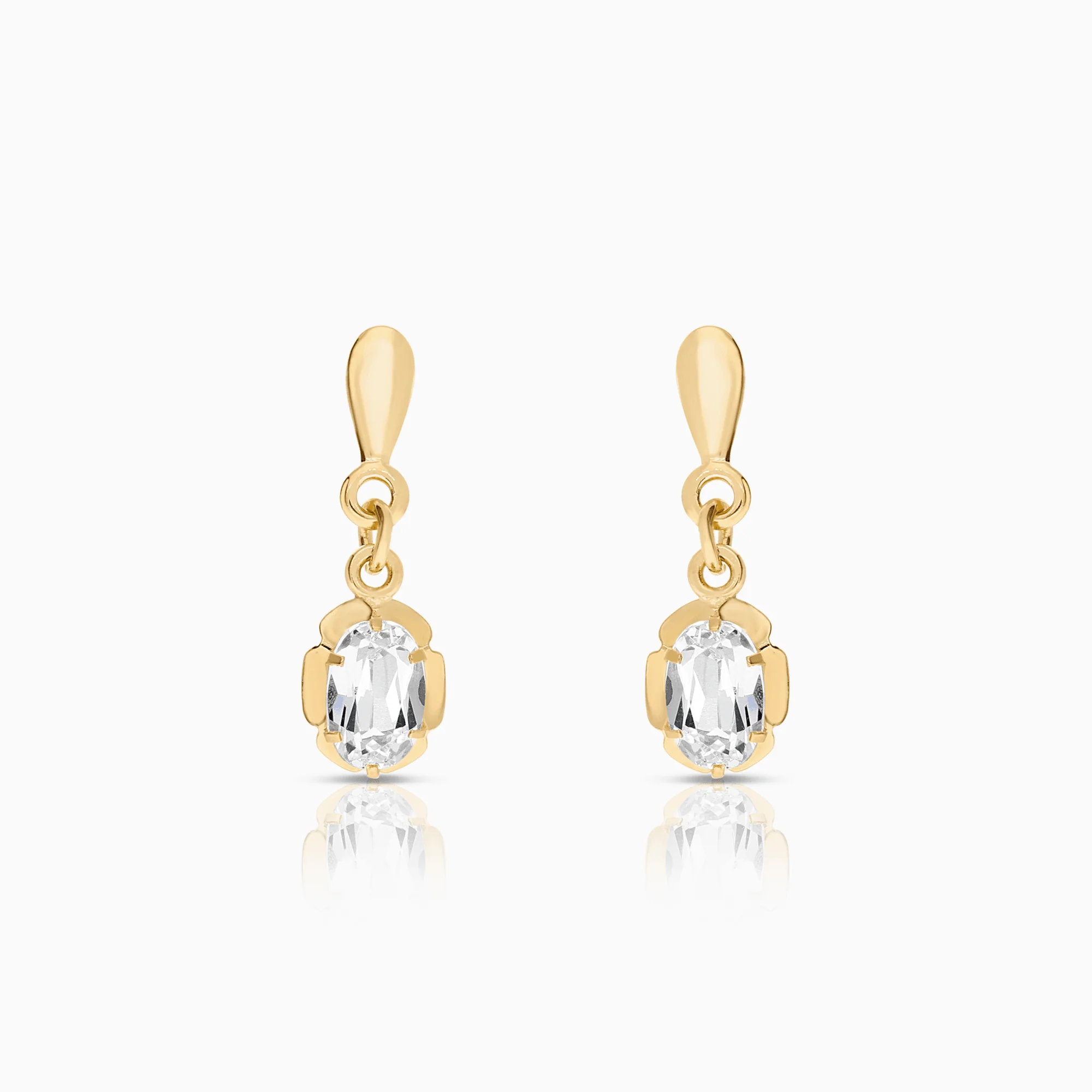 Gold earrings with white stones 1.18g 18K gold