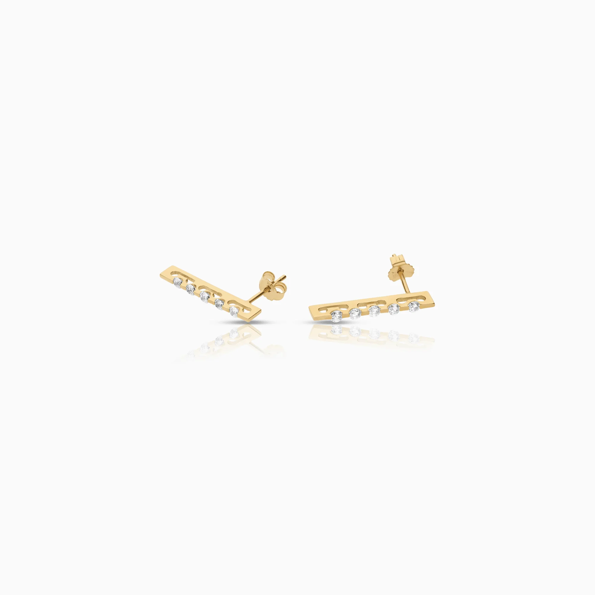 Gold earrings with white stones 1.38g 18K gold - Image 2