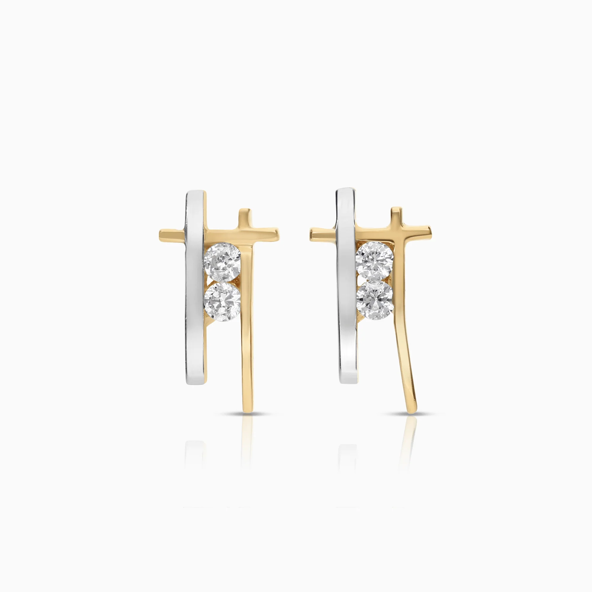 Gold earrings with white stones 1.39g 18K gold