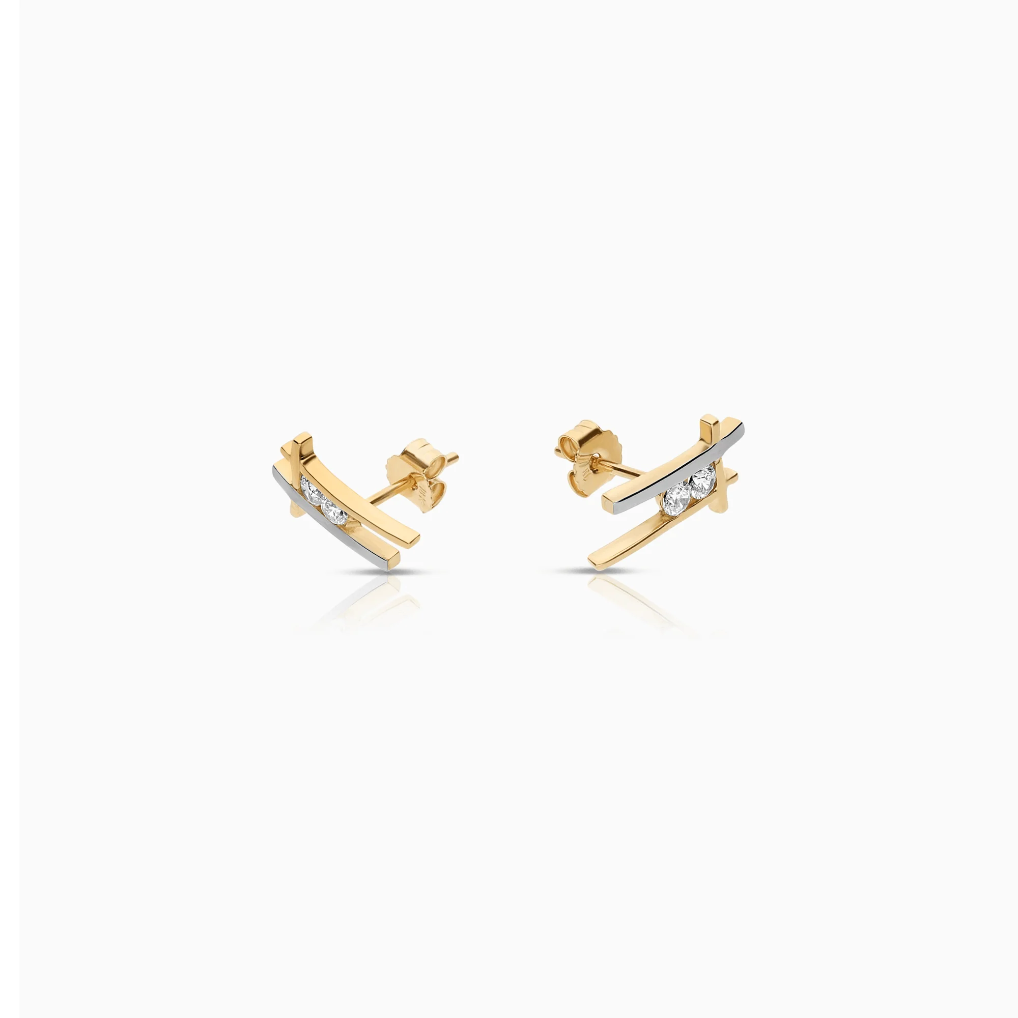 Gold earrings with white stones 1.39g 18K gold - Image 2