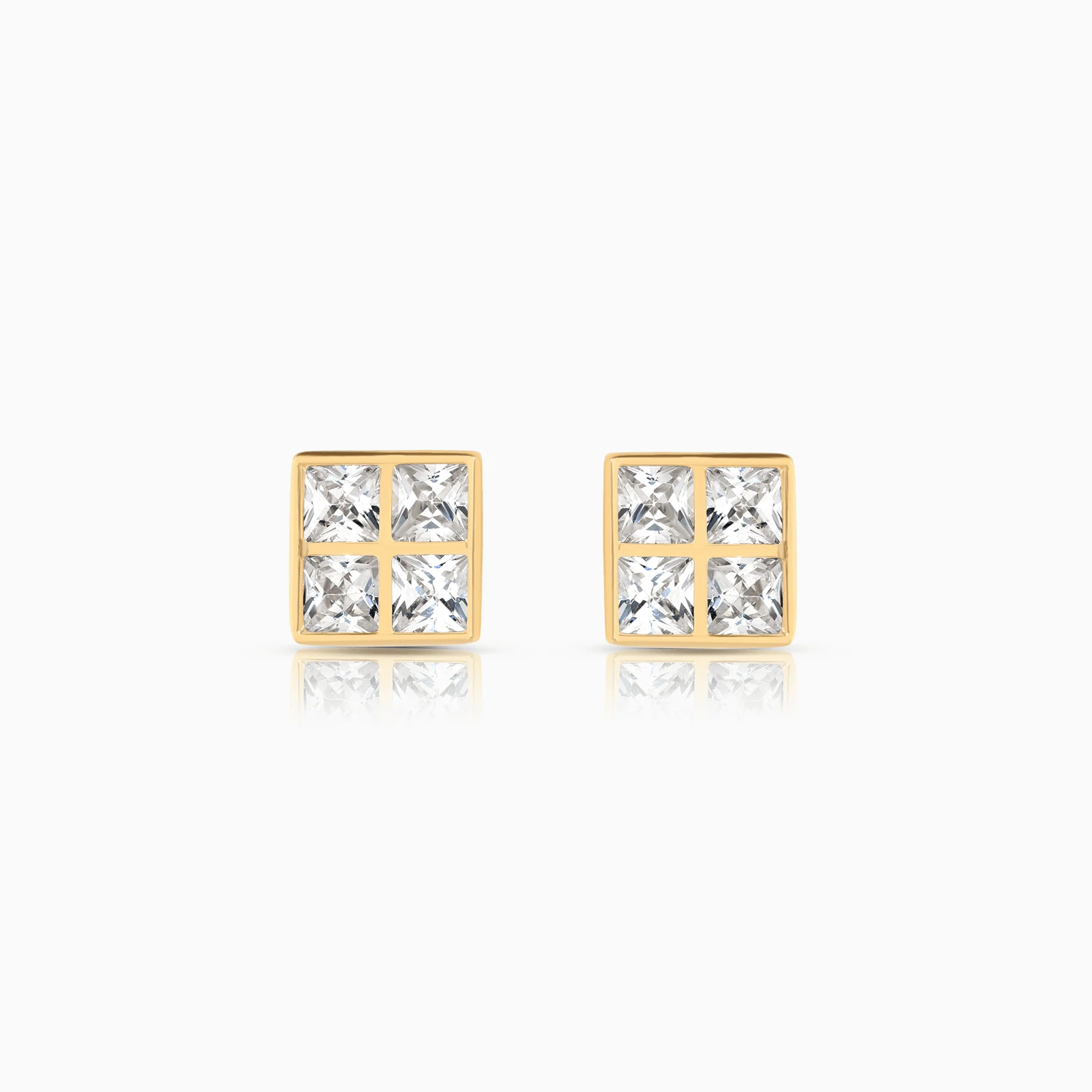 Gold earrings with white stones 1.46g 18K
