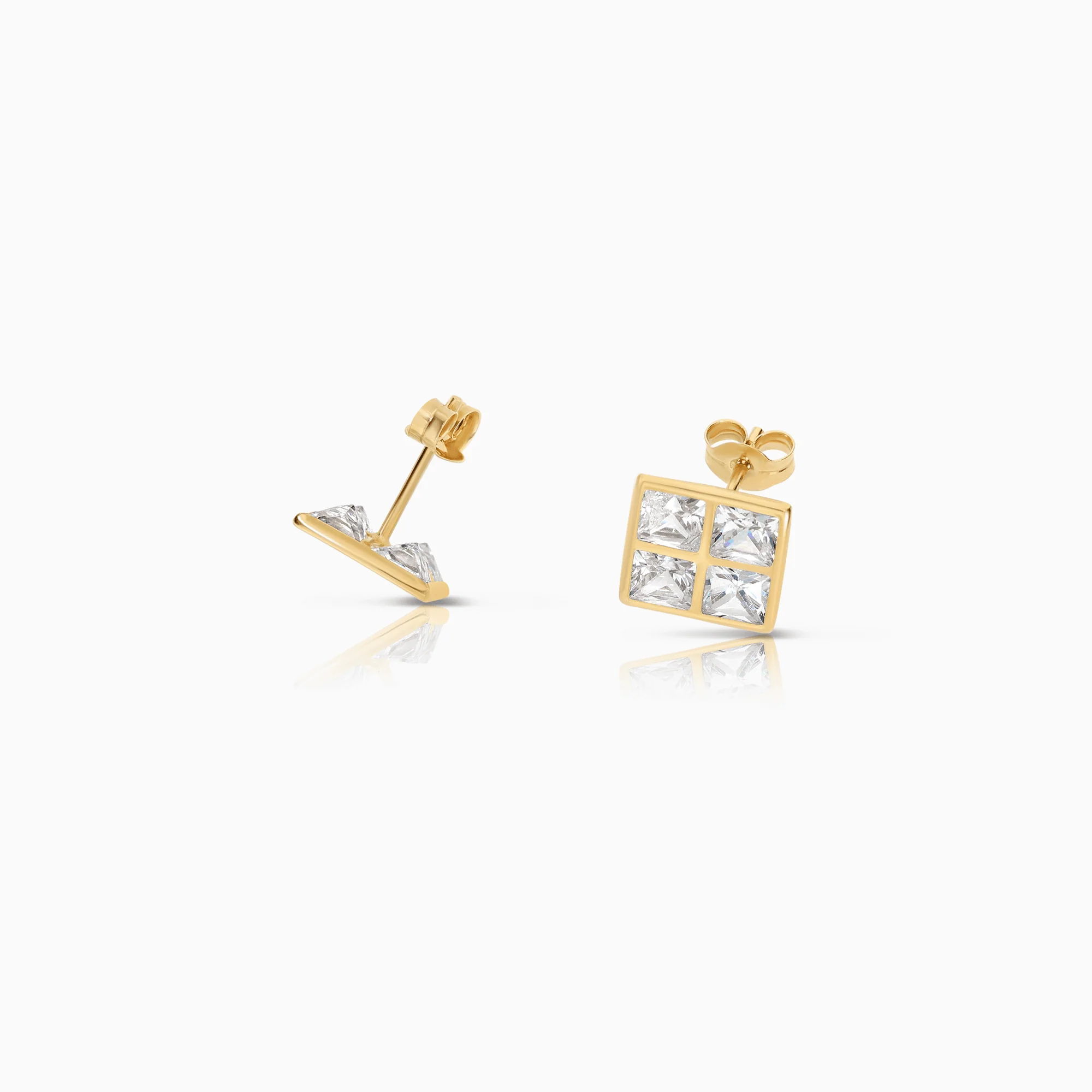 Gold earrings with white stones 1.46g 18K - Image 2