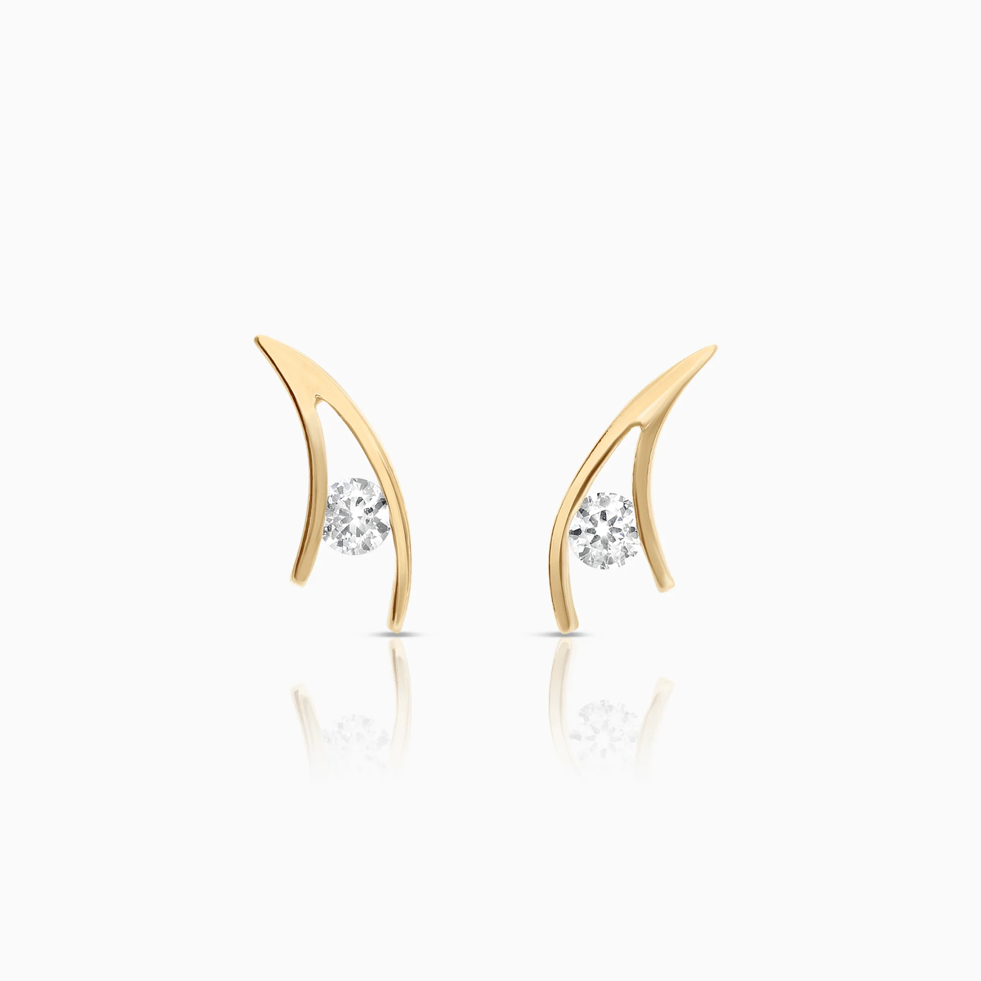 Gold earrings with white stones 1.62g 18K gold