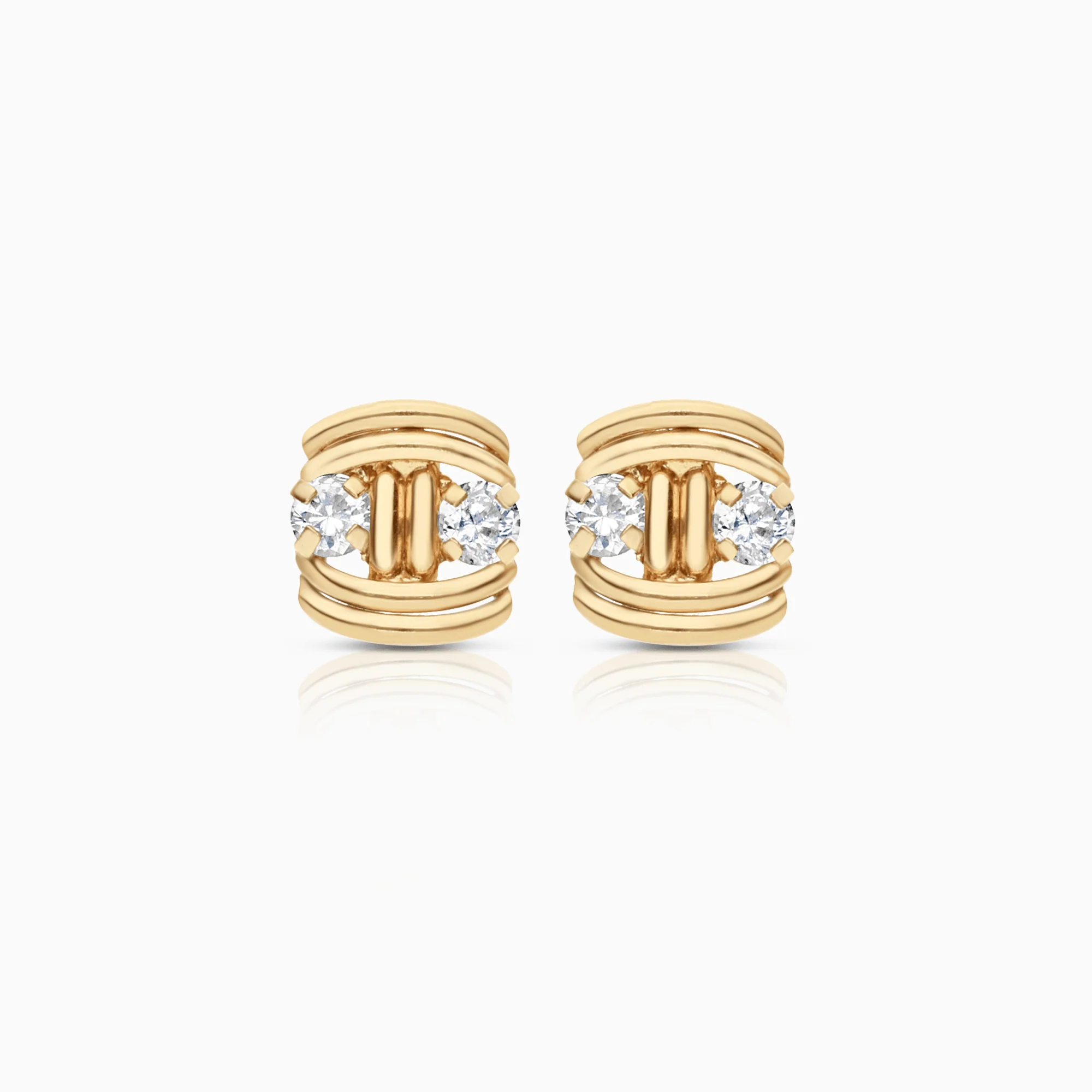 Gold earrings with white stones 18K gold