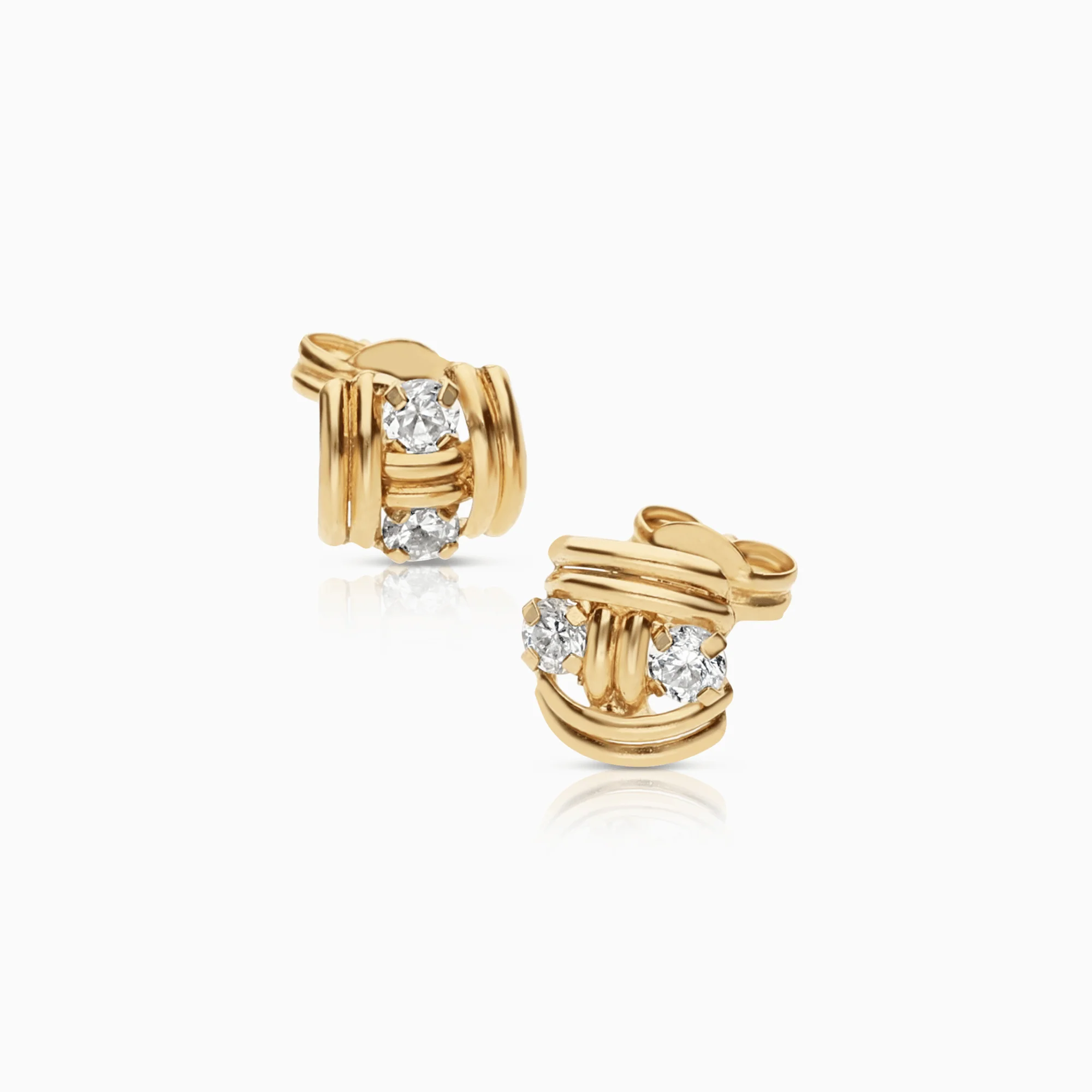 Gold earrings with white stones 18K gold - Image 2