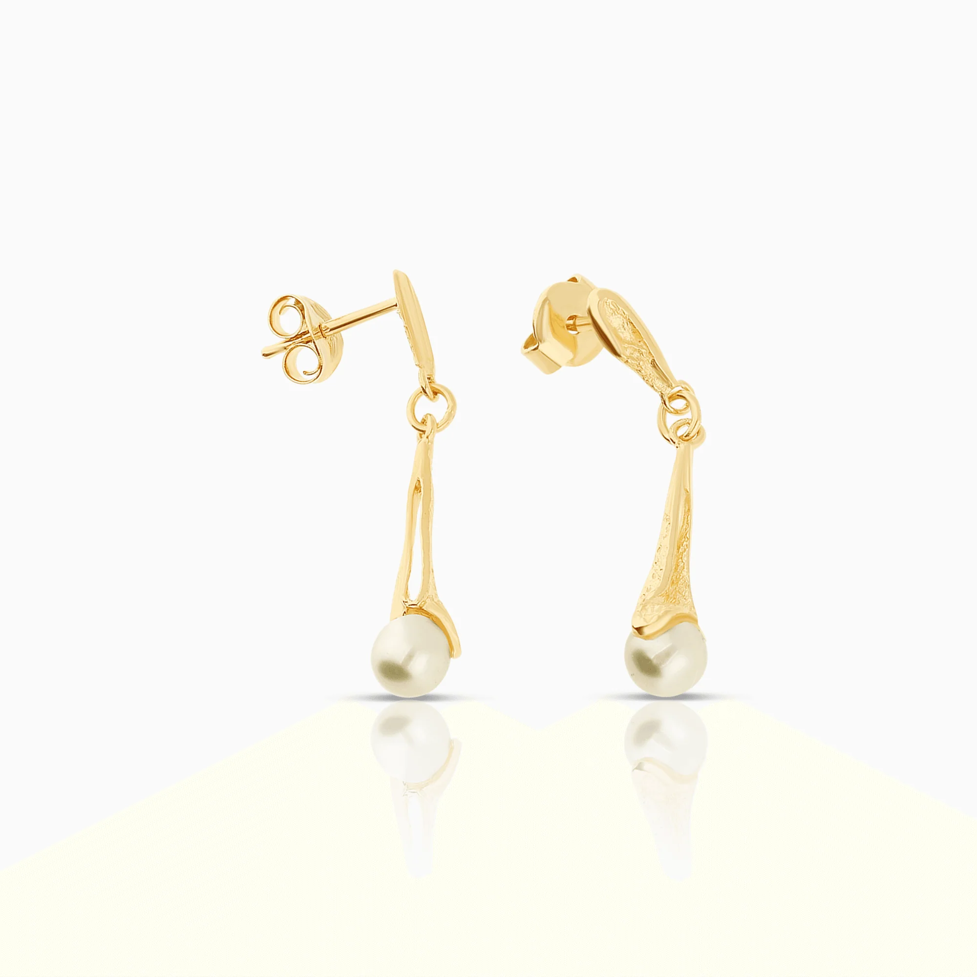 Gold earrings with pearls 1.80g 18K gold - Image 2