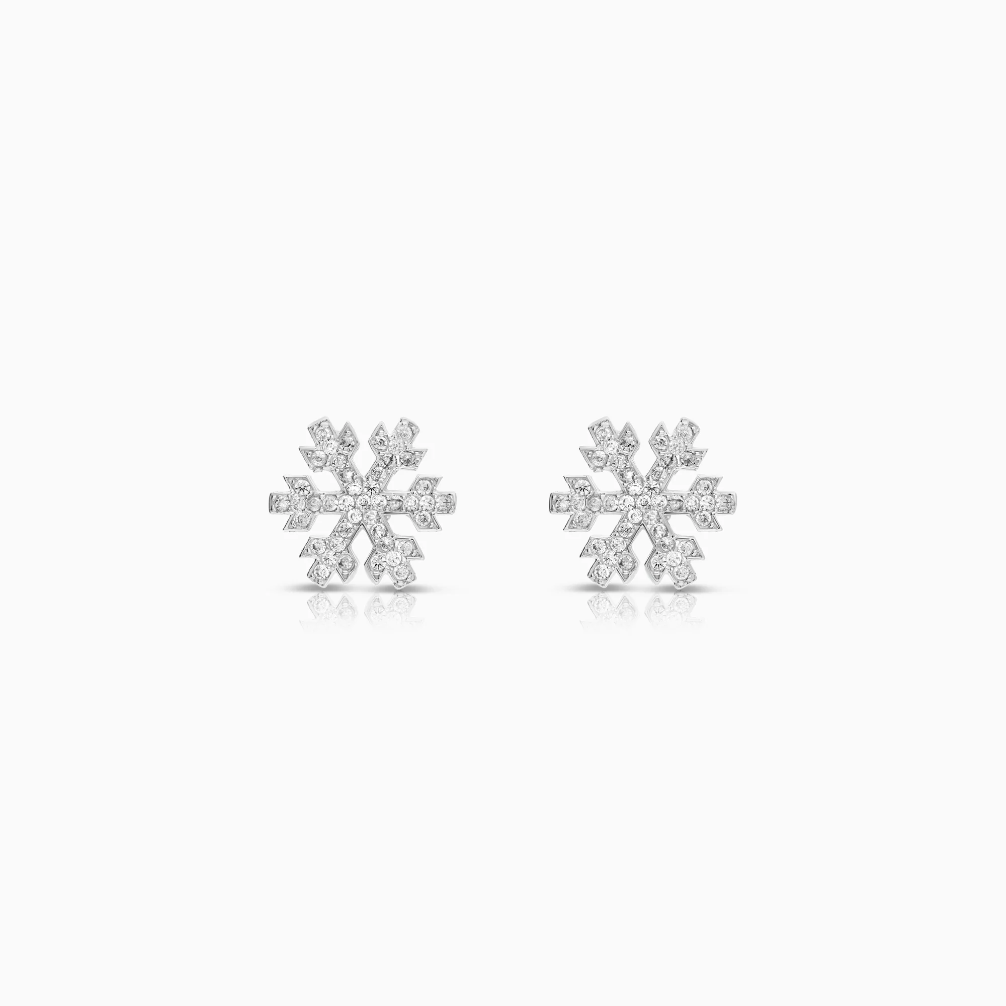 Gold earrings snowflake cubic zirconia 3.60g 18K white gold