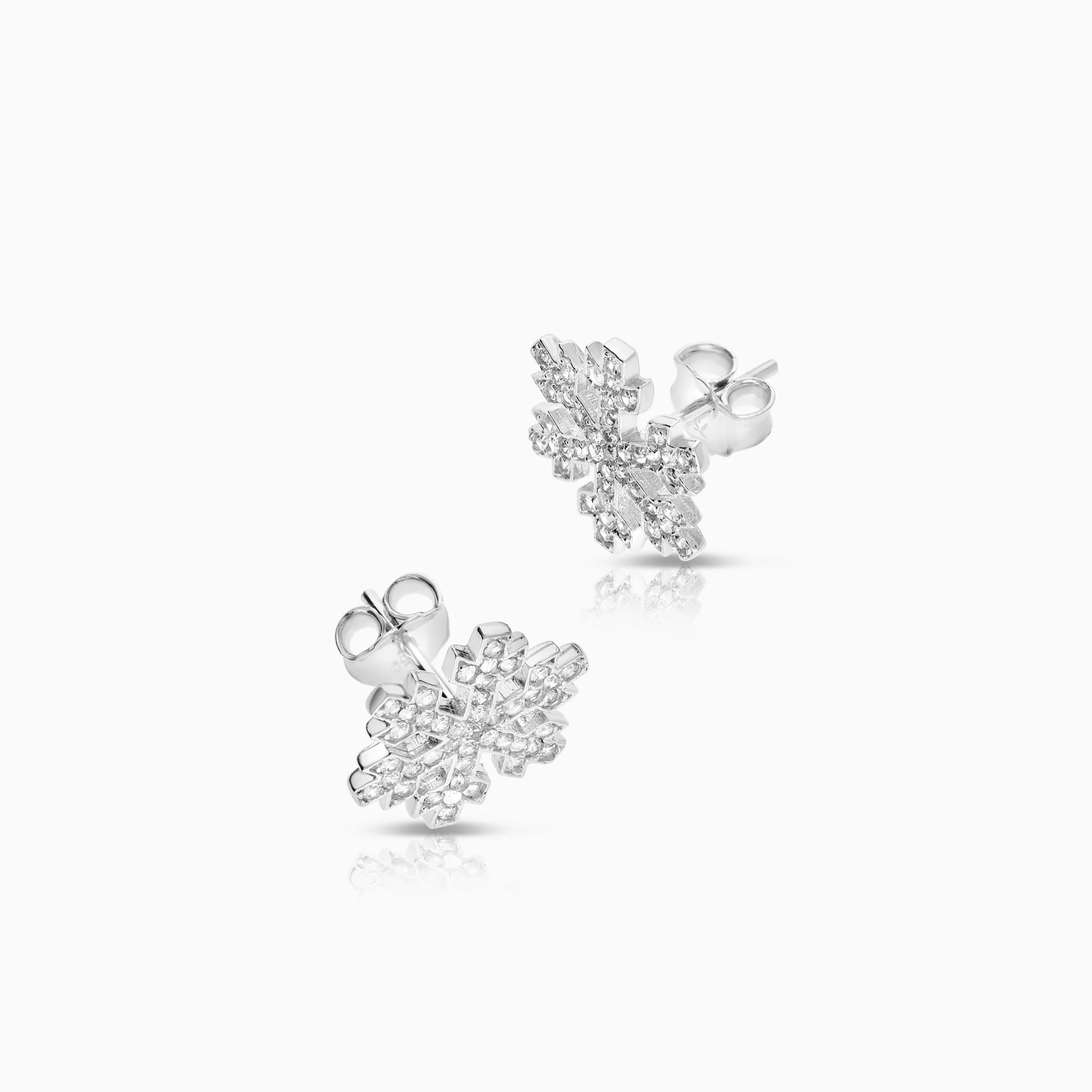 Gold earrings snowflake cubic zirconia 3.60g 18K white gold - Image 2