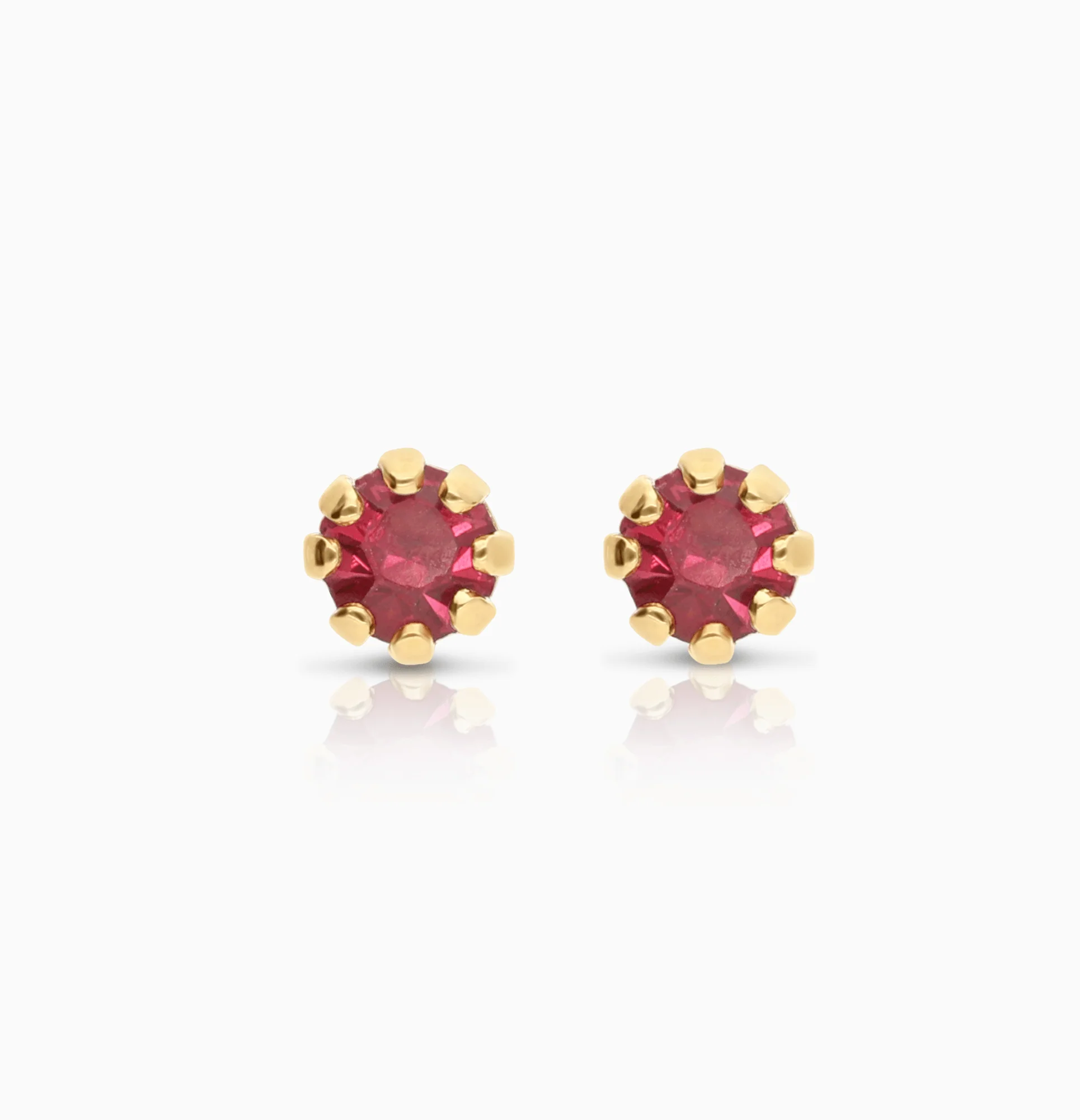 Gold Solitaire Earrings with Ruby 0.90g 18K
