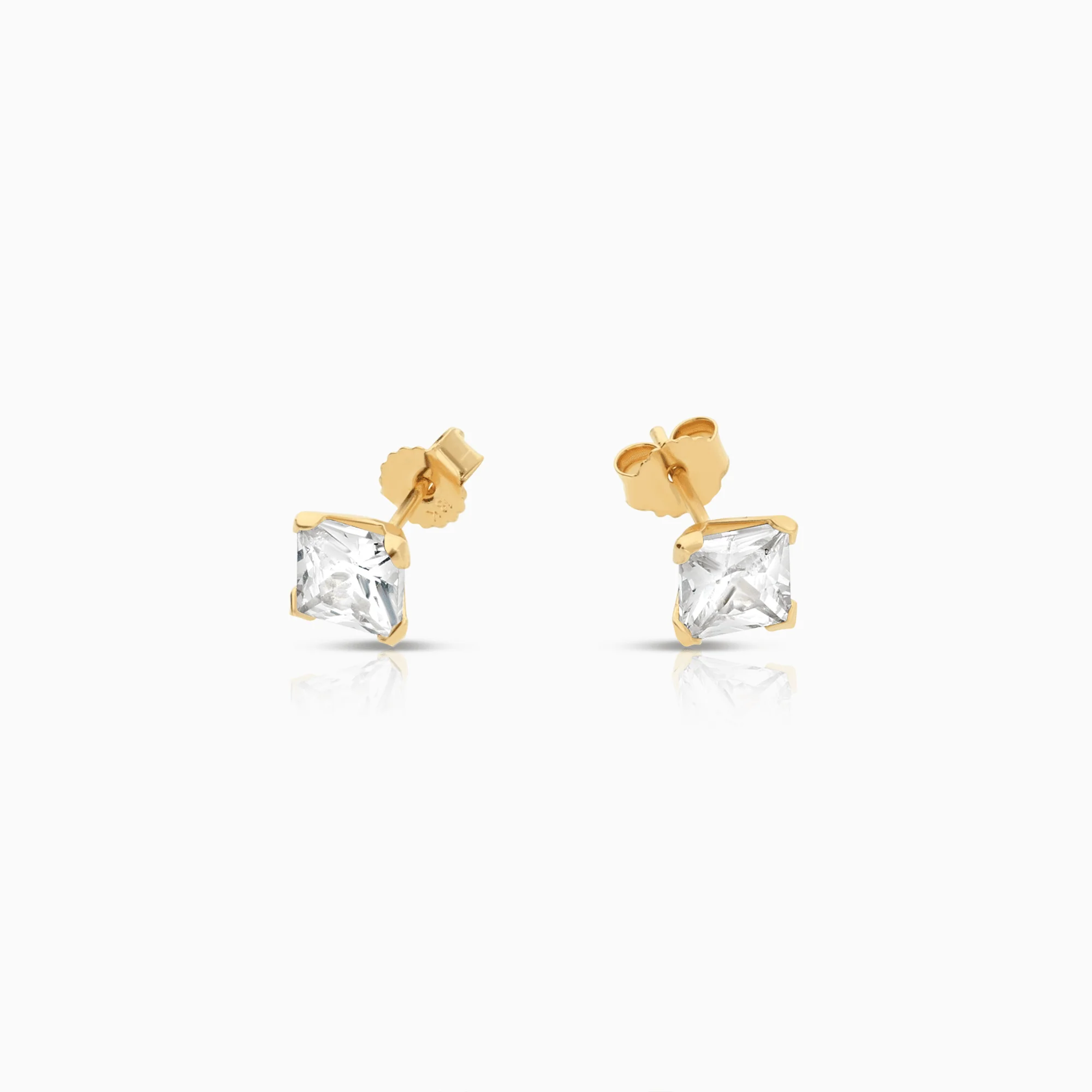 Gold solitaire earrings with white stones 0.87g 18K gold - Image 2