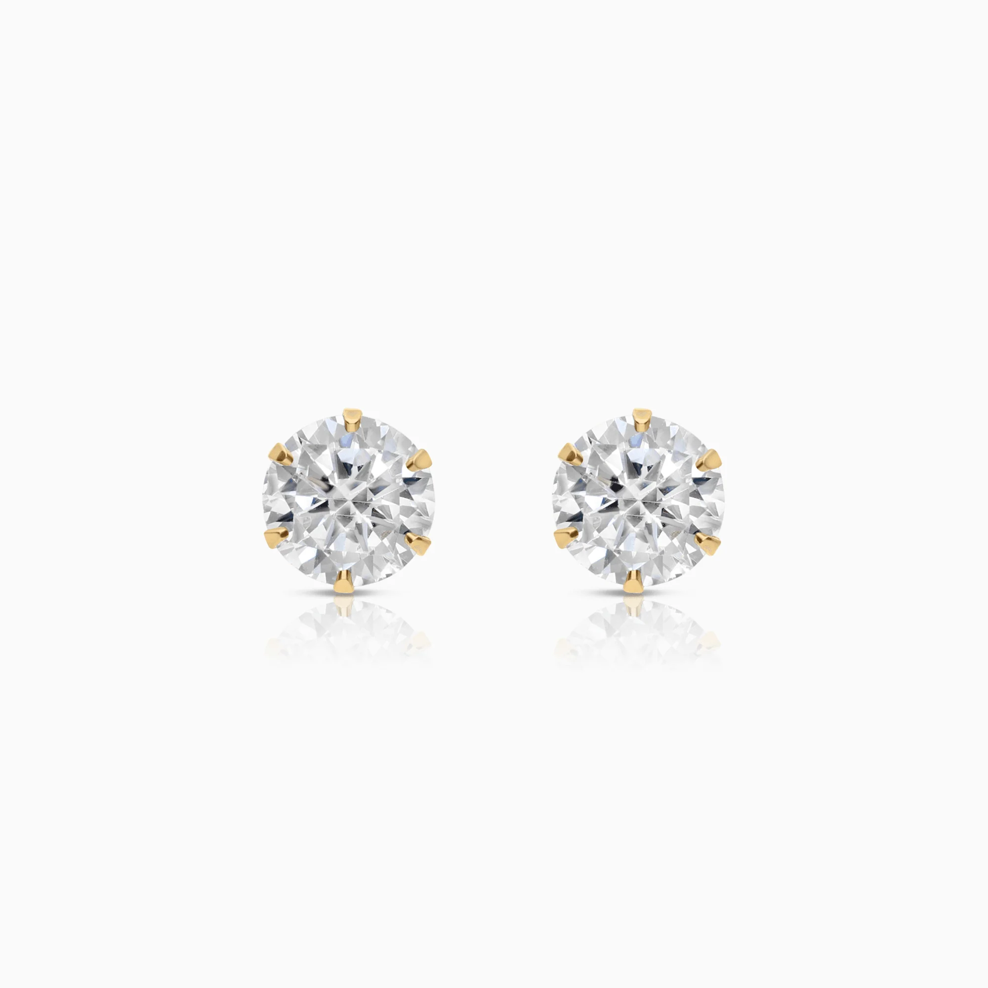 Gold earrings solitaire white stones 1.75g 18K gold