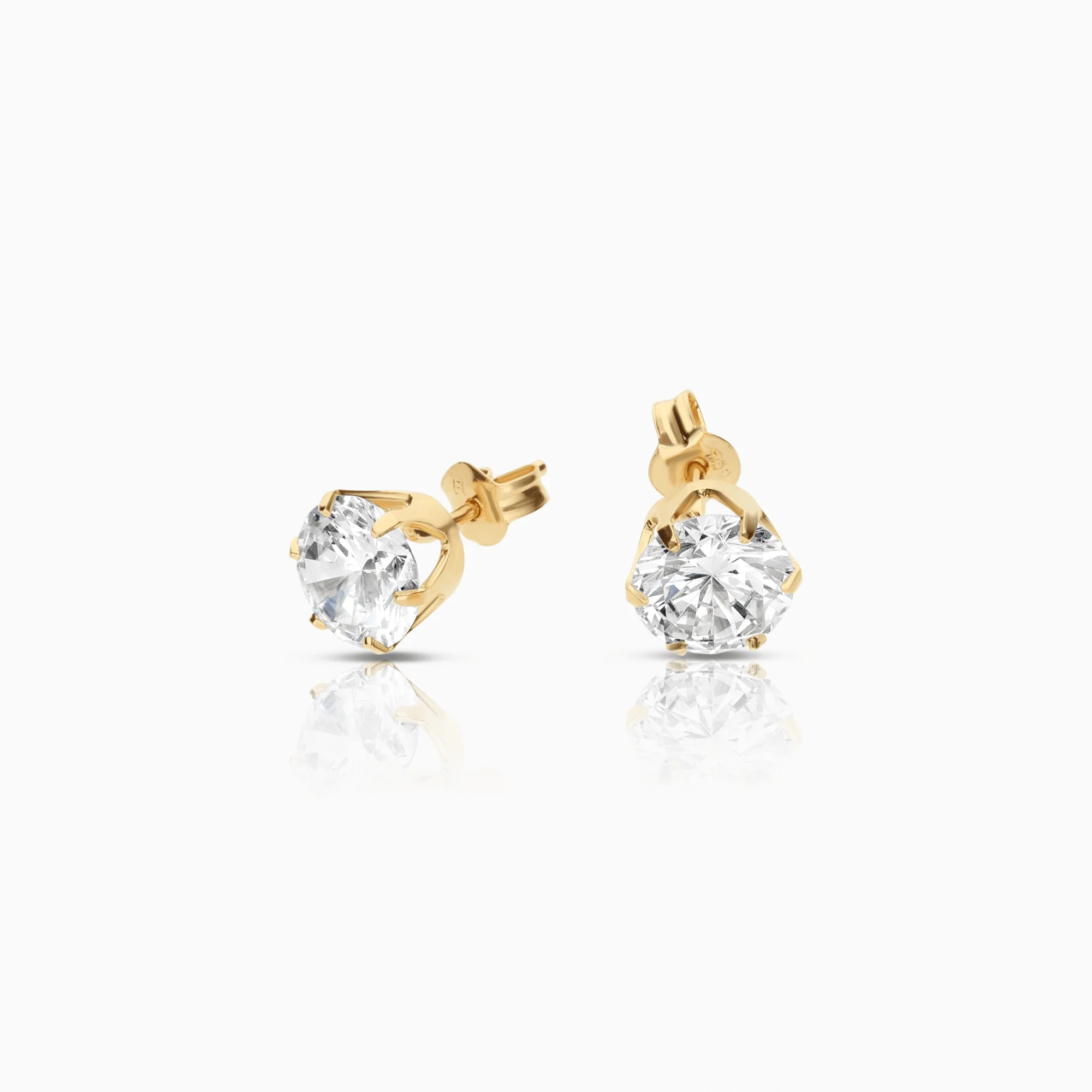 Gold earrings solitaire white stones 1.75g 18K gold - Image 2