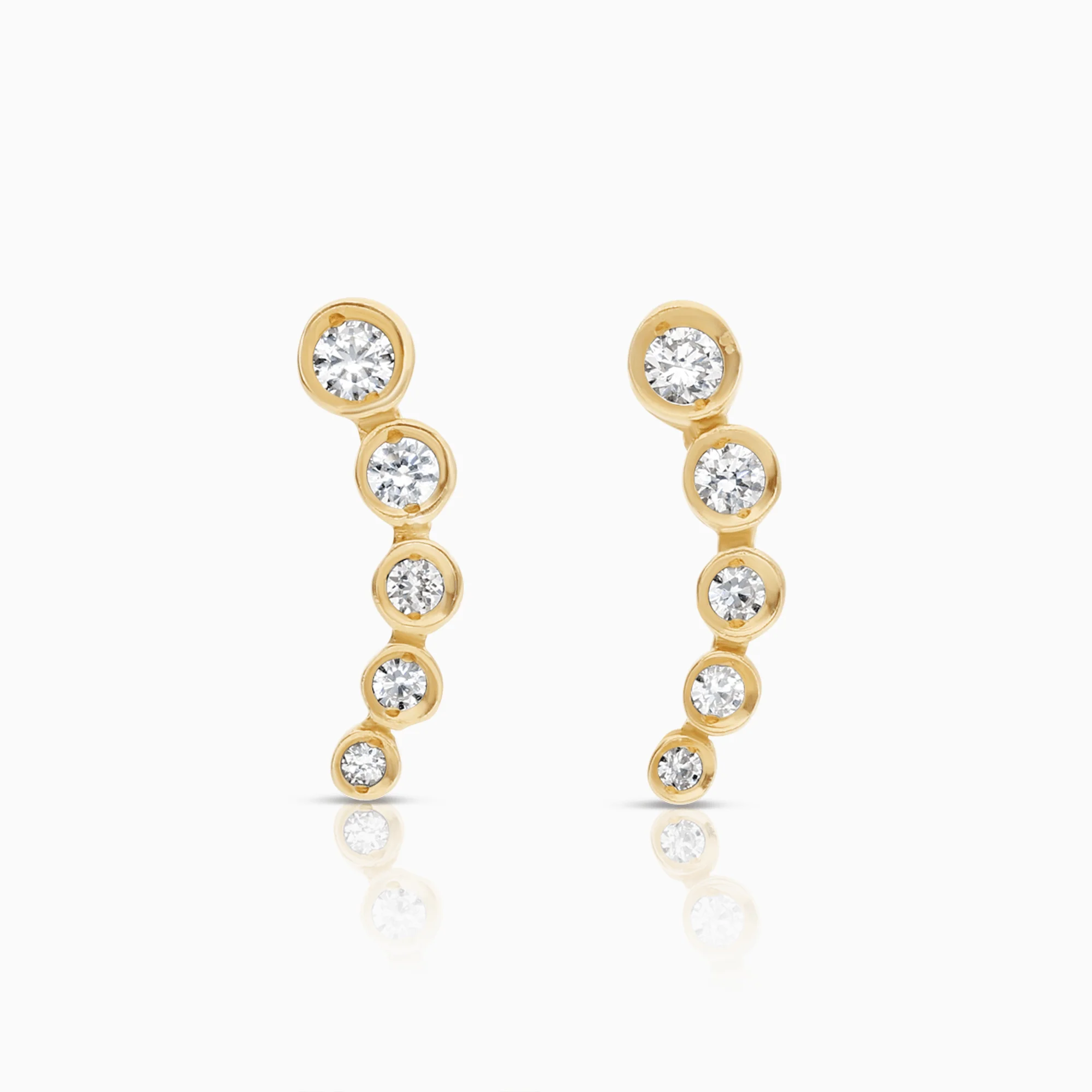 Gold earrings with white stones, 1.10g, 18K gold