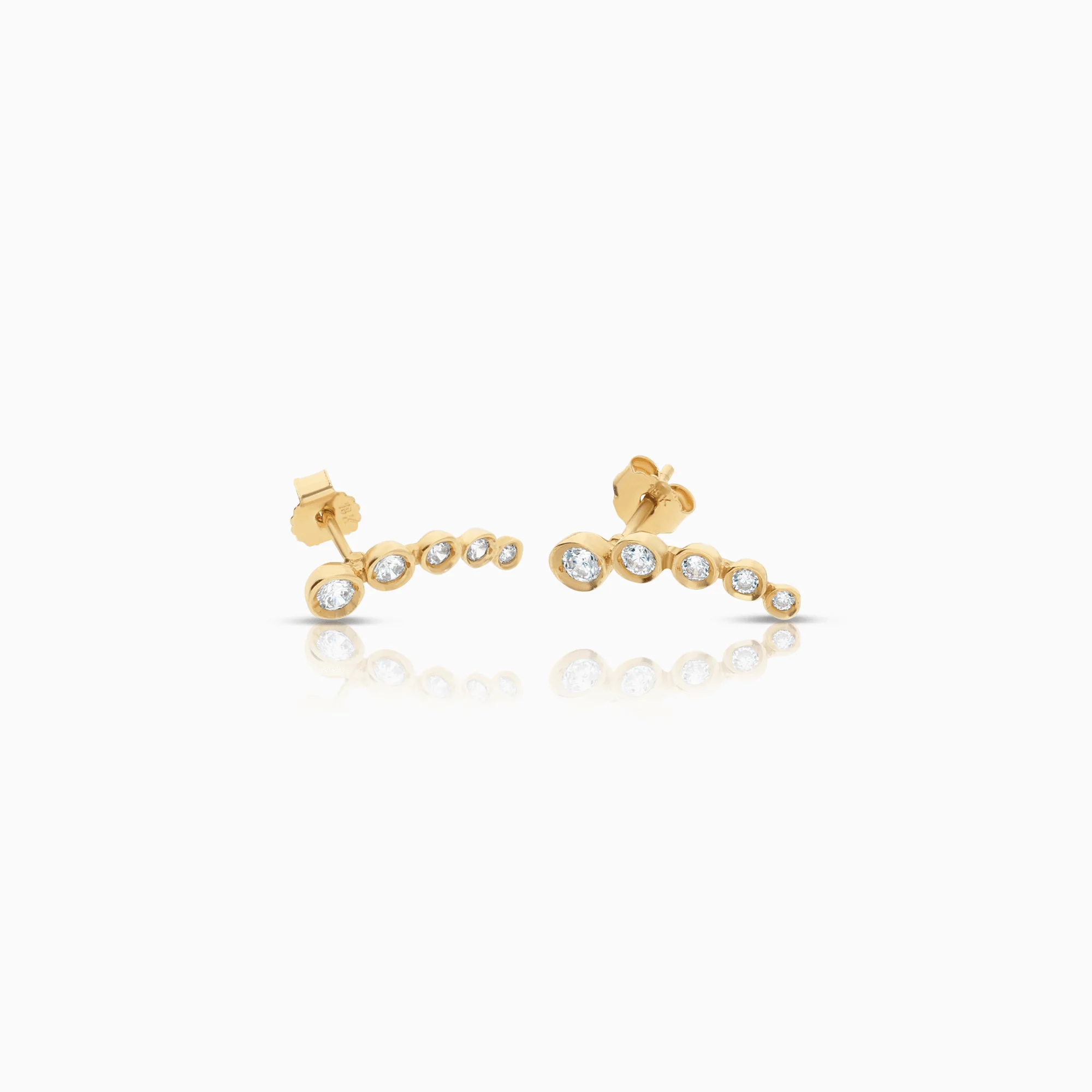 Gold earrings with white stones, 1.10g, 18K gold - Image 2
