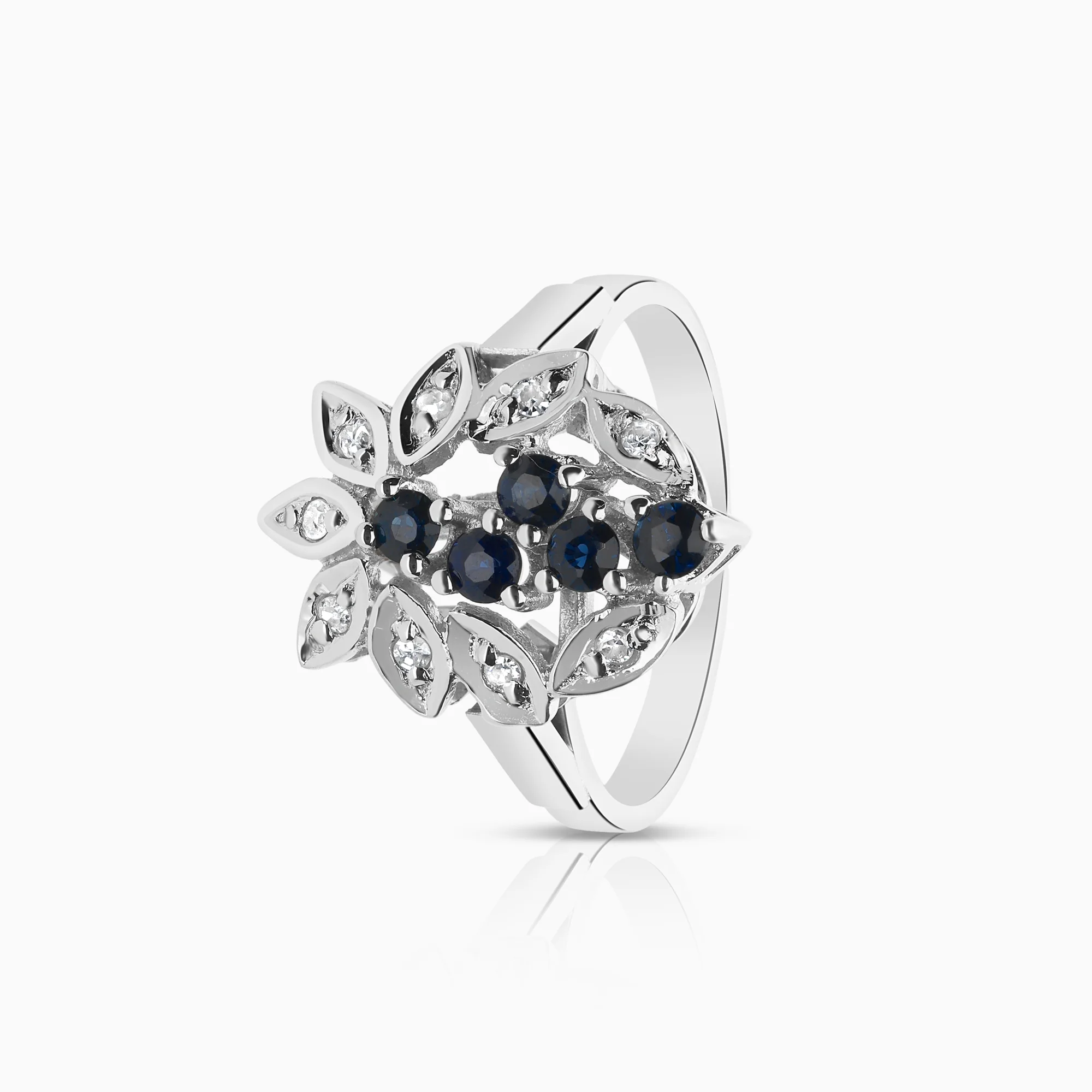 Diamond ring sapphires 0.09ct 18K white gold