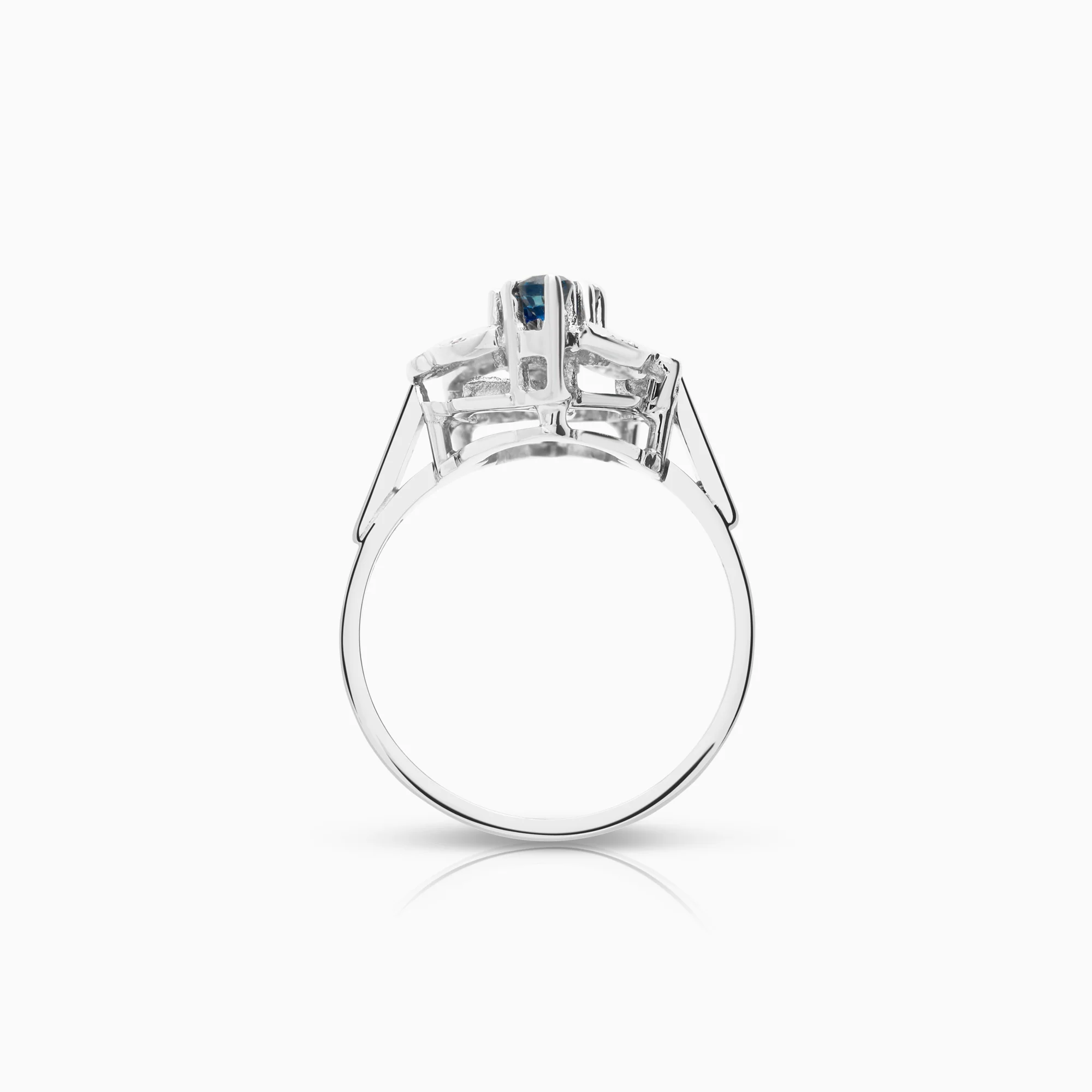 Diamond ring sapphires 0.09ct 18K white gold - Image 2