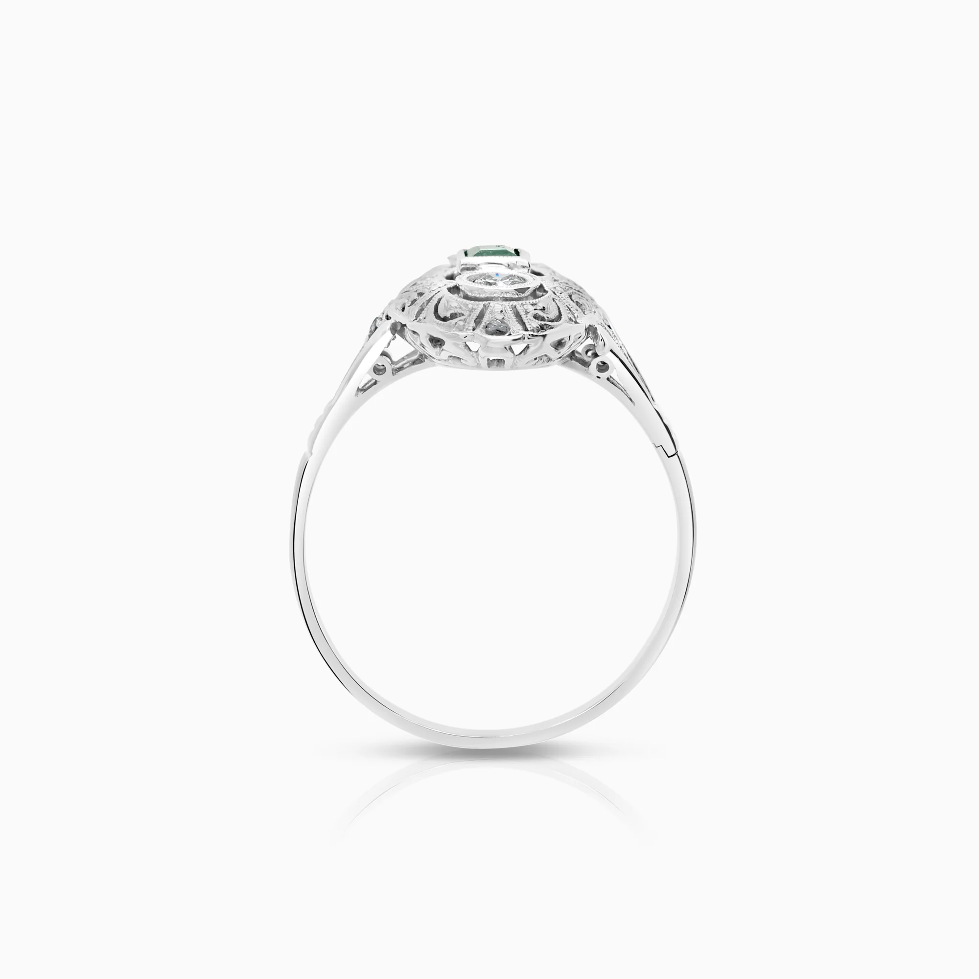 Diamond ring emerald 0.11ct 18K white gold - Image 2