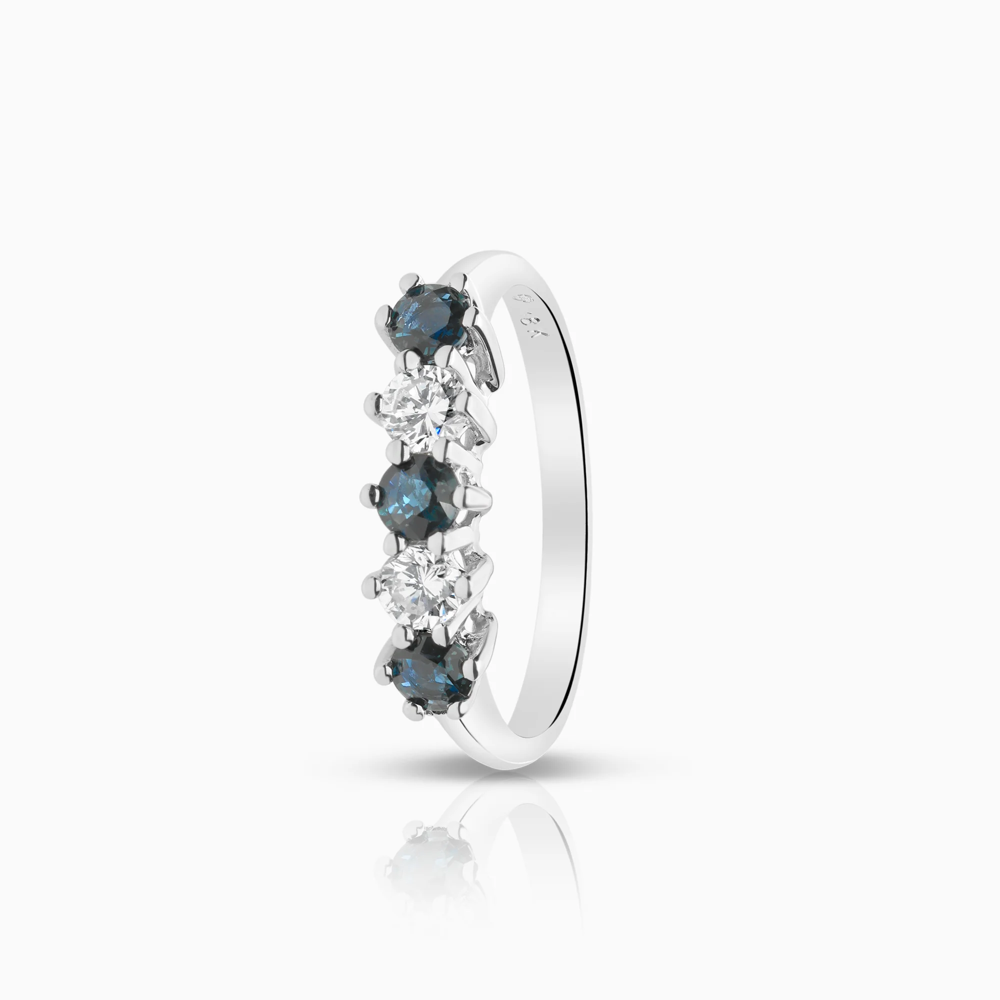 Diamond ring sapphires 0.30ct 18K white gold