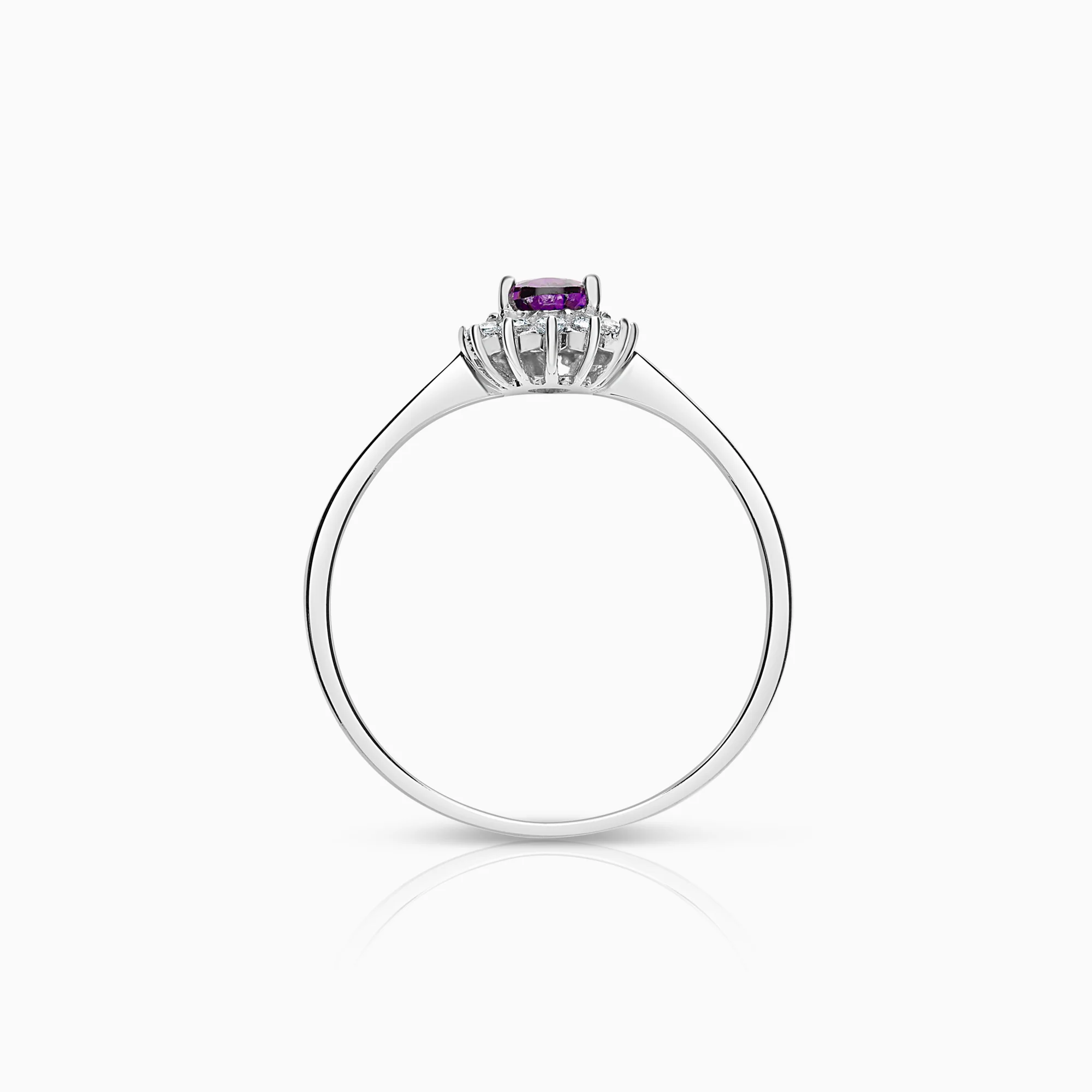 Gold ring with cubic zirconia and purple stone 1.97g 18K white gold - Image 2