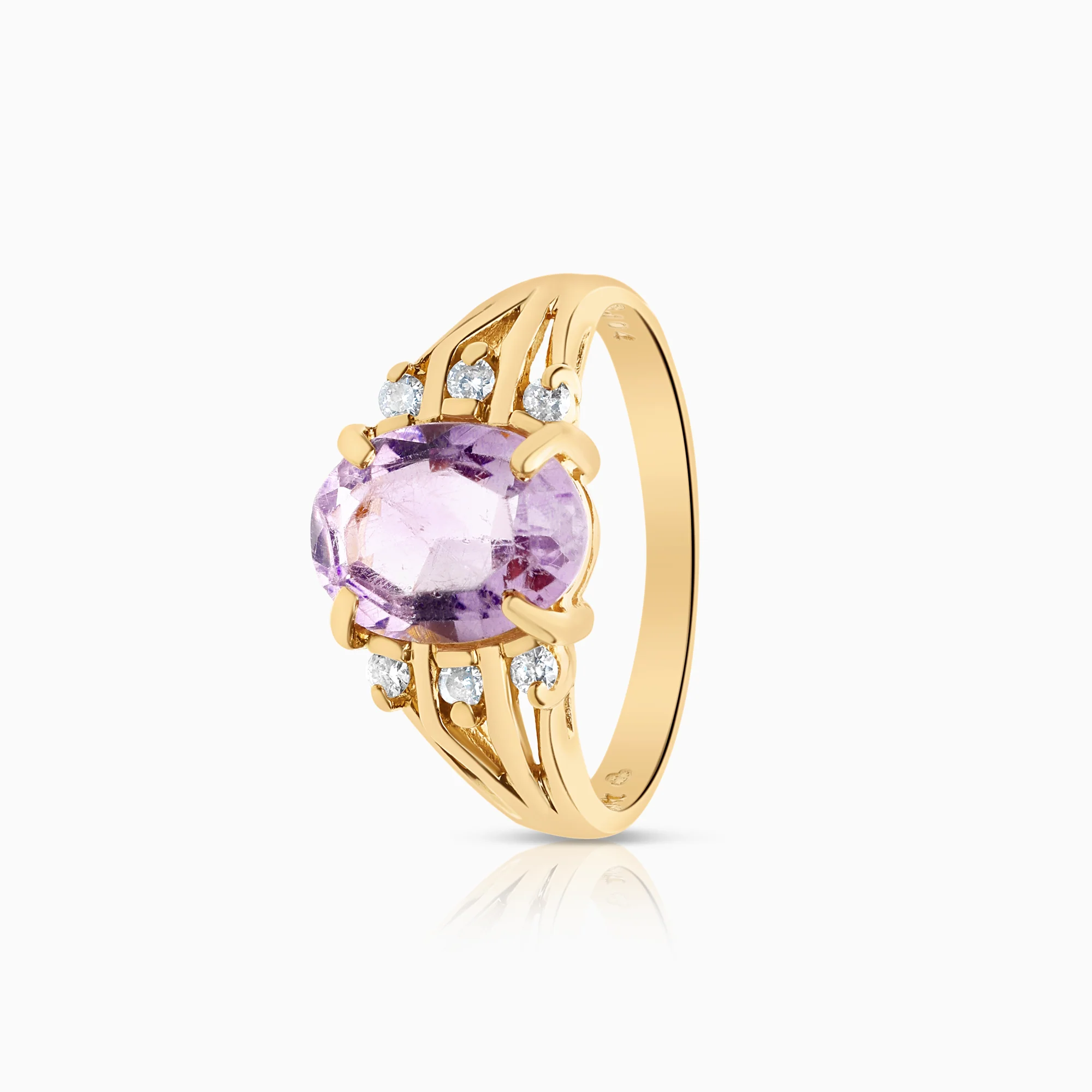 Diamond ring with quartz 3.58g 18K gold