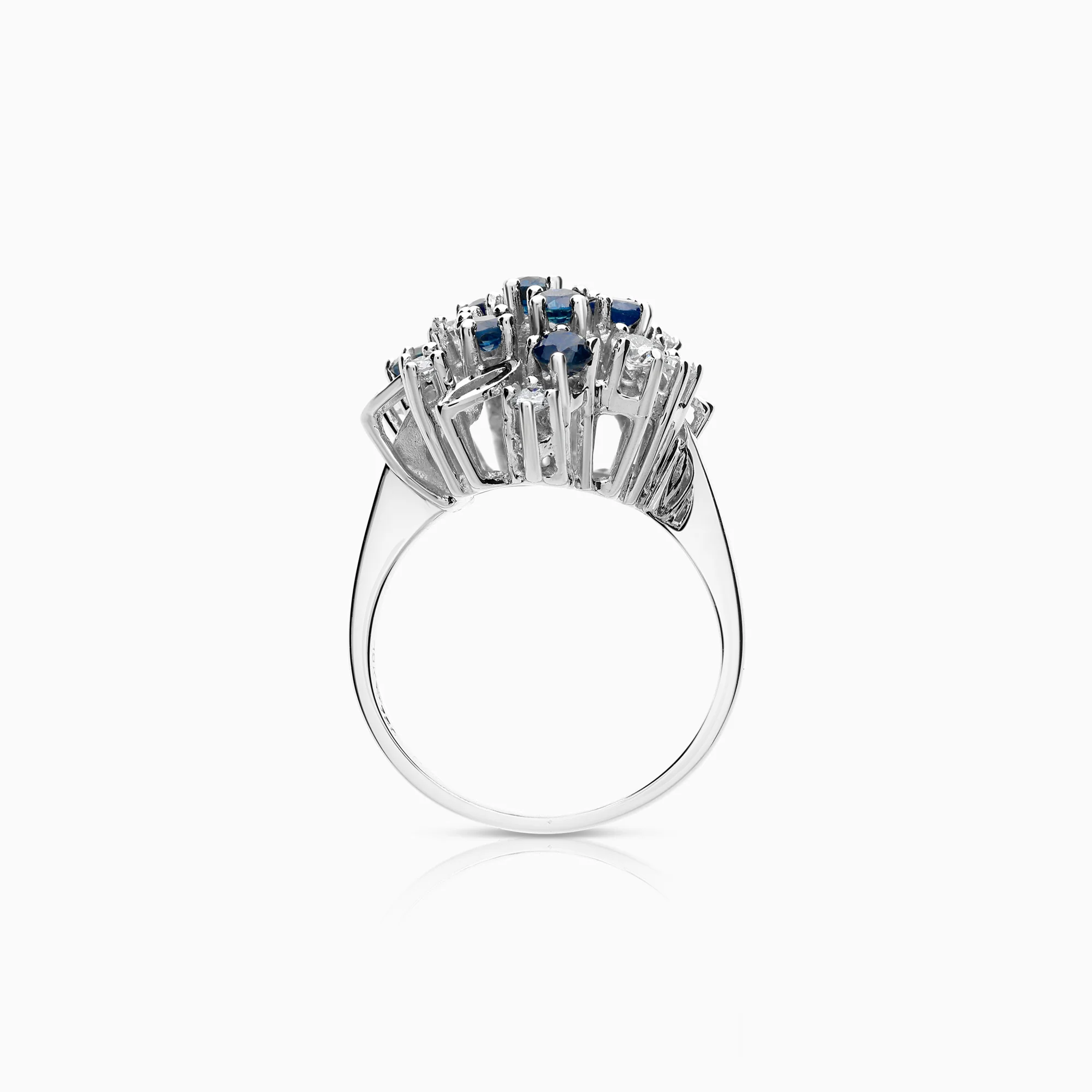 Diamond ring with sapphires 0.60ct 18K white gold - Image 2