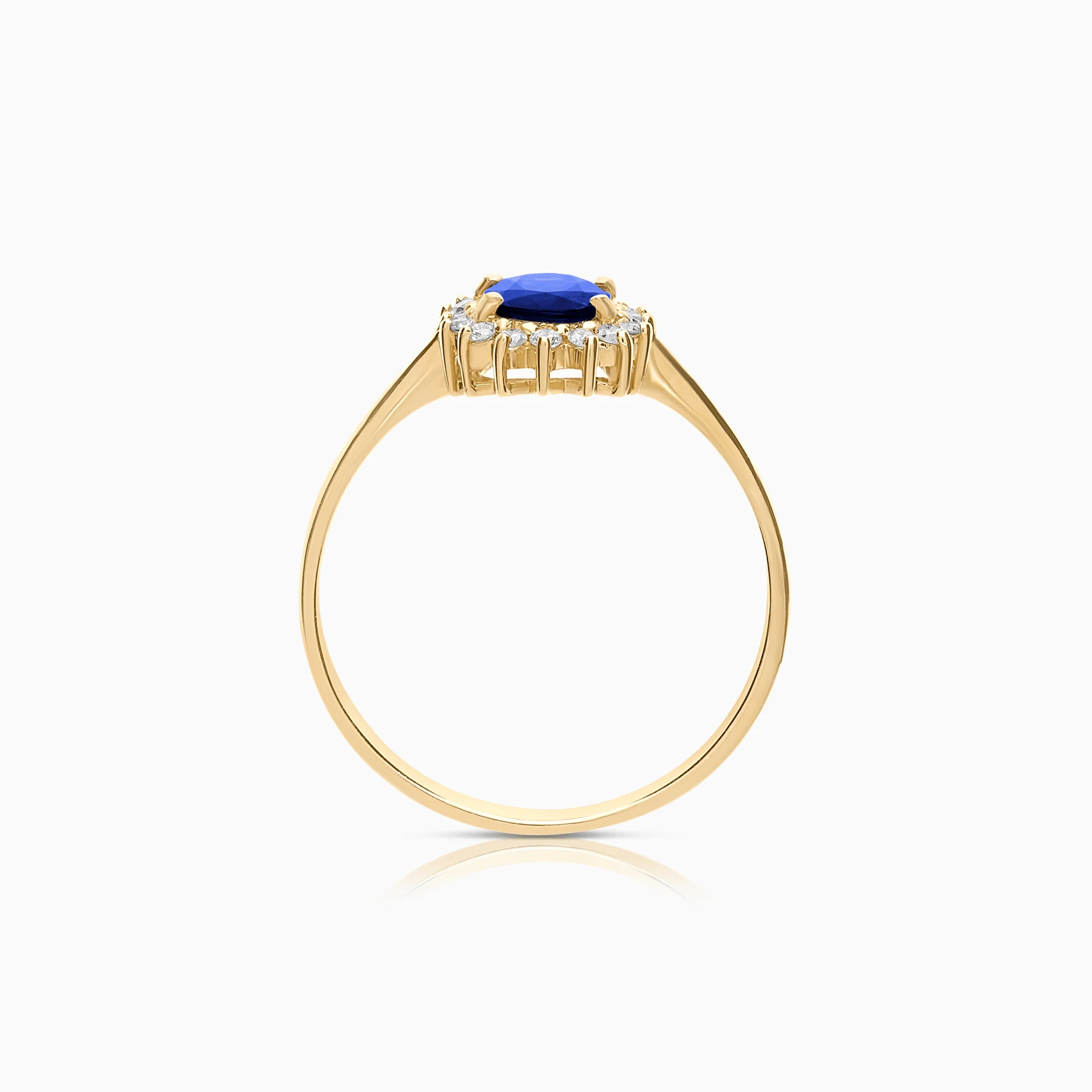 Gold ring with blue sapphire and diamonds 1.14ct 18K gold - Image 2