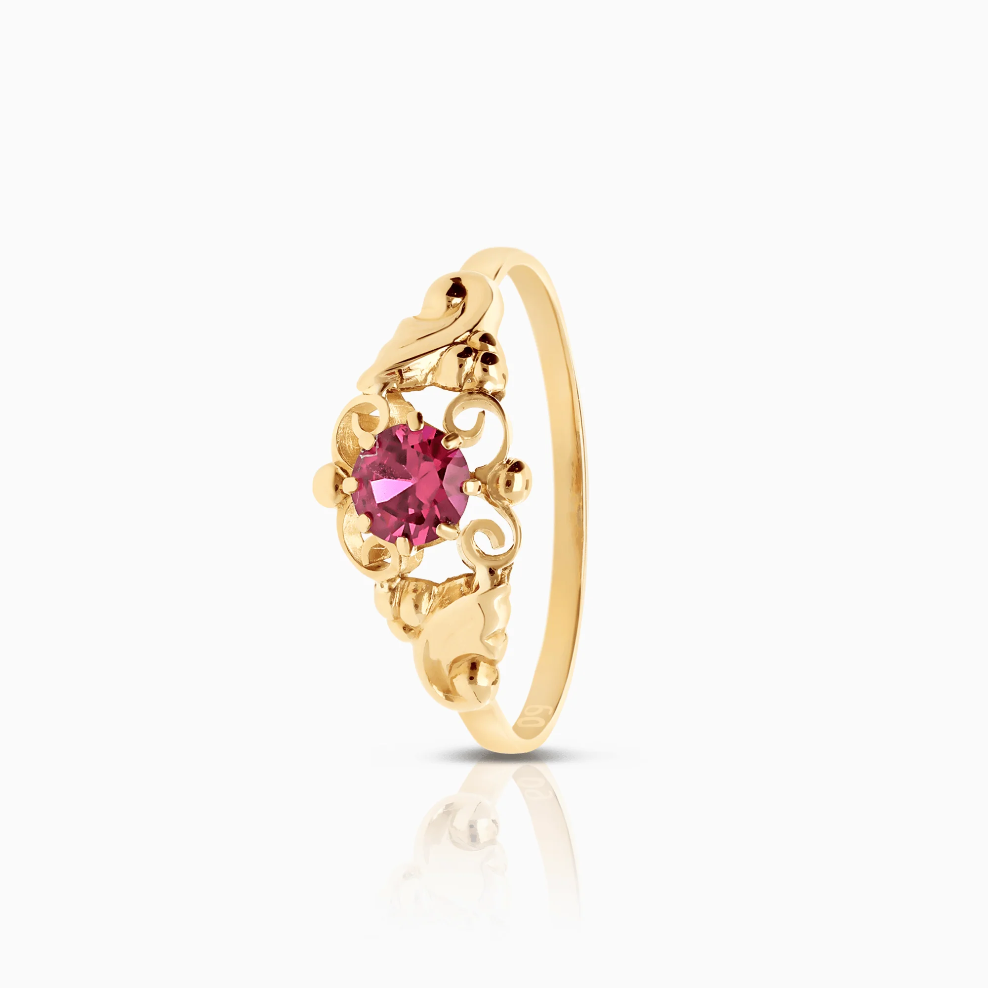 Gold ring with a red ruby 1.45g 18K gold